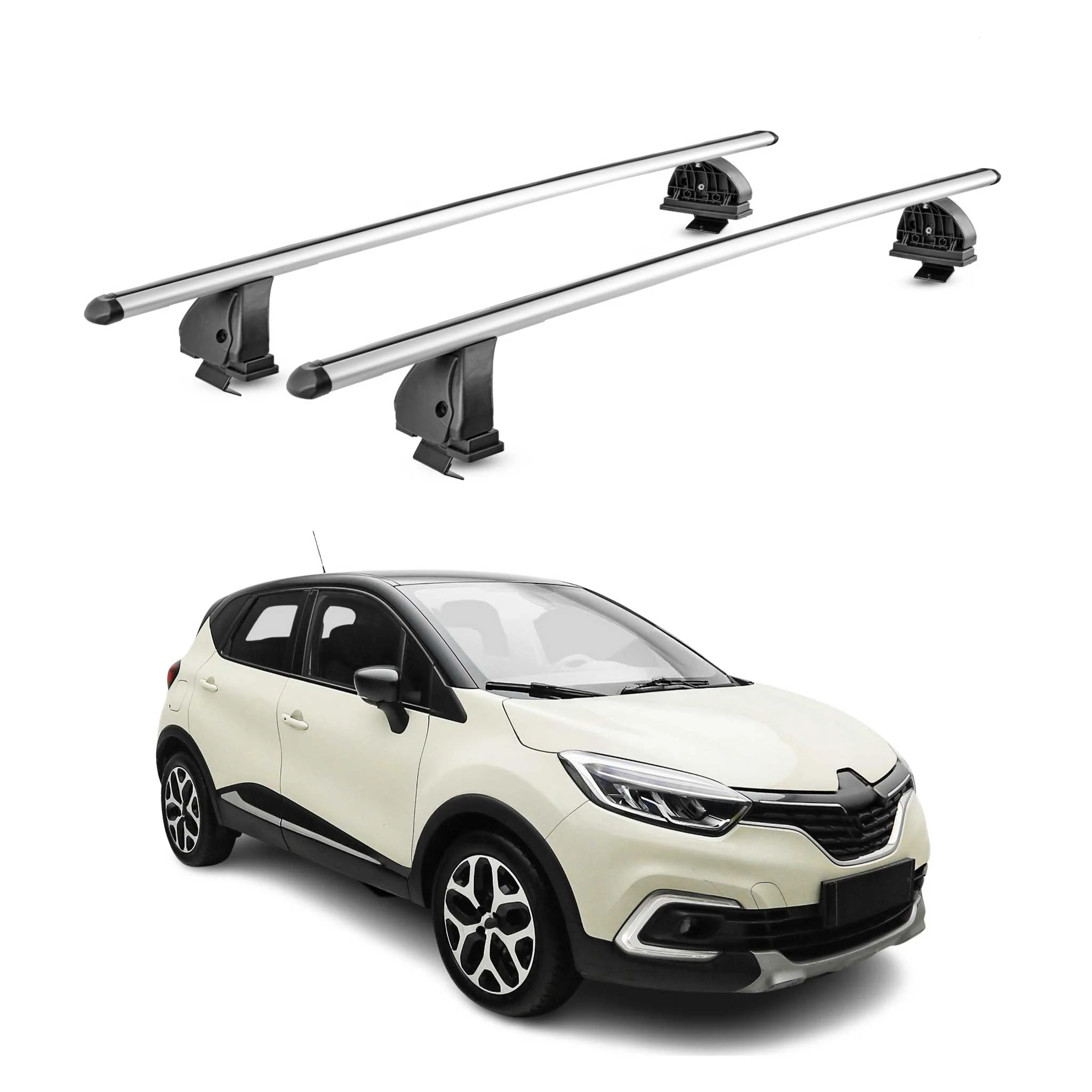 Alu Dachträger für Renault Captur I 2013-2019 TÜV T-Nut 75 kg 2tlg Silber