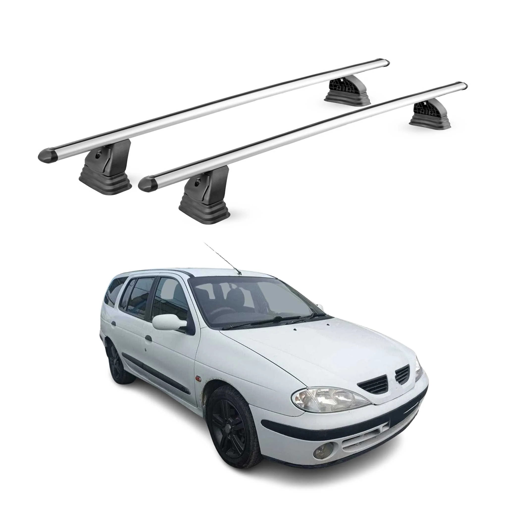 Alu Dachträger für Renault Megane I Kombi 1996-2003 TÜV T-Nut 75 kg 2tlg Silber
