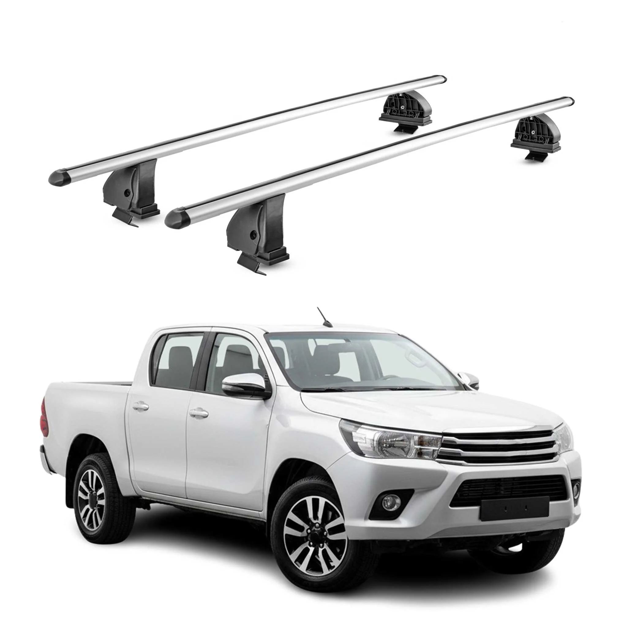 Alu Dachträger für Toyota Hilux mk8 2015-2026 4Tür TÜV T-Nut 75 kg 2tlg Silber