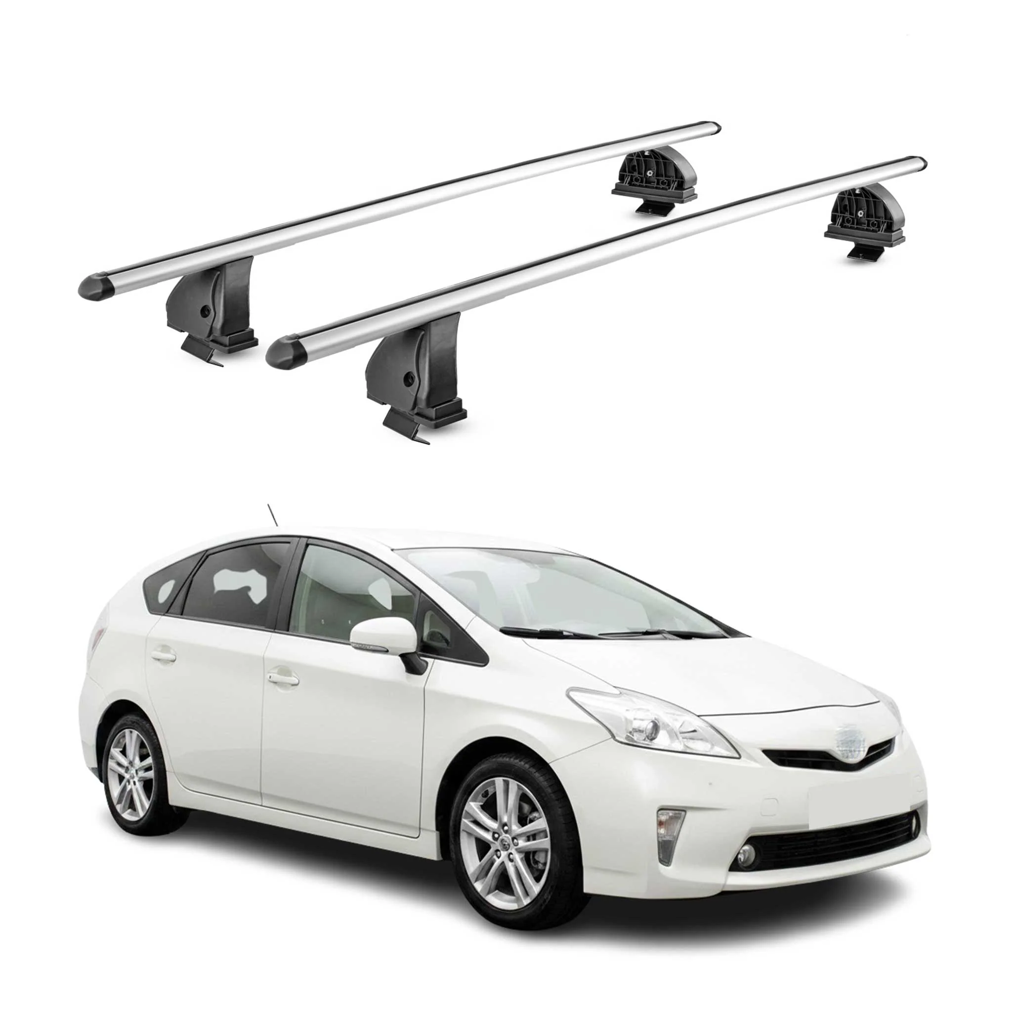 Alu Dachträger für Toyota Prius+ XV40 2012-2019 TÜV T-Nut 75 kg 2tlg Silber