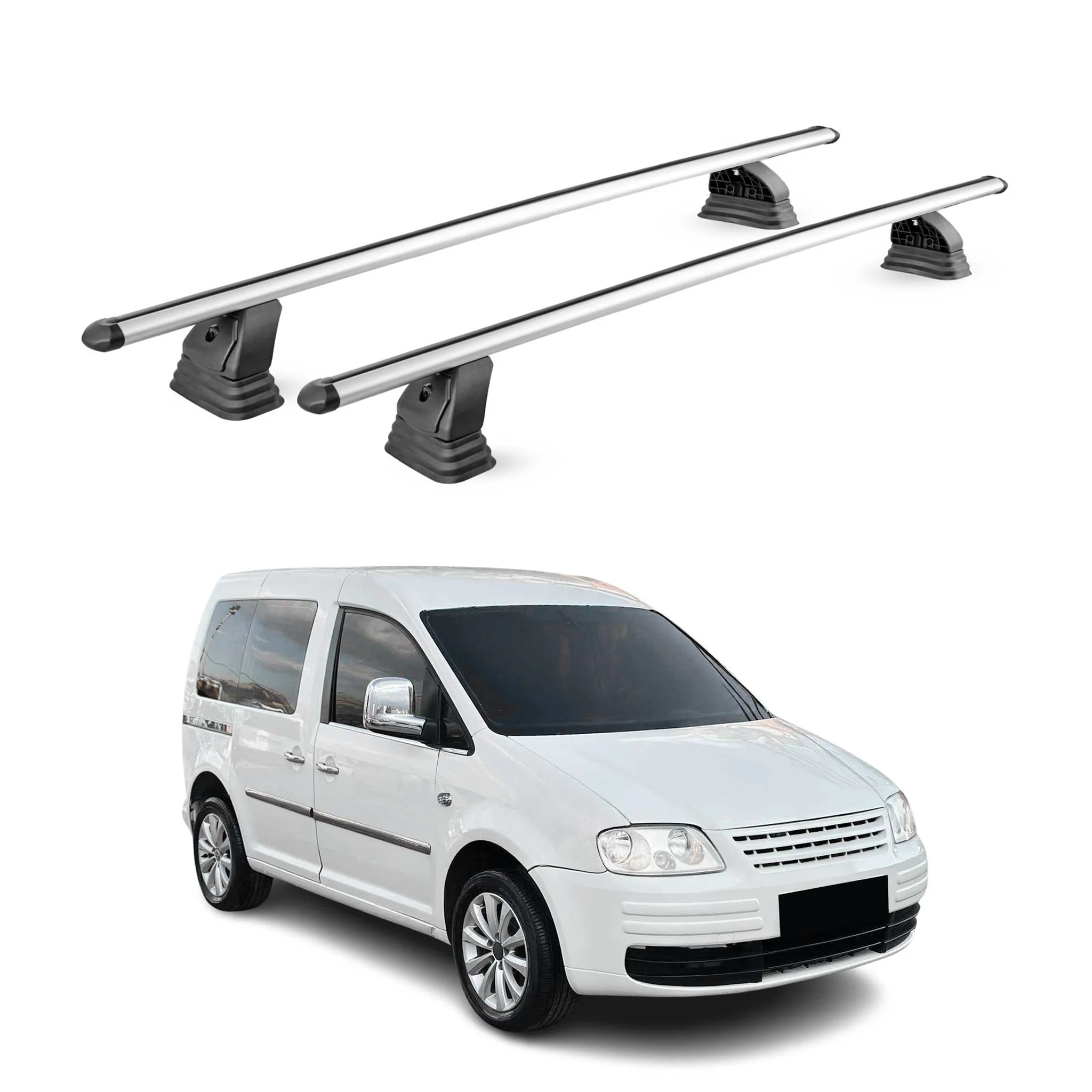 Alu Dachträger für VW Caddy 2003-2015 TÜV Abschließbar T-Nut 75 kg 2tlg Silber