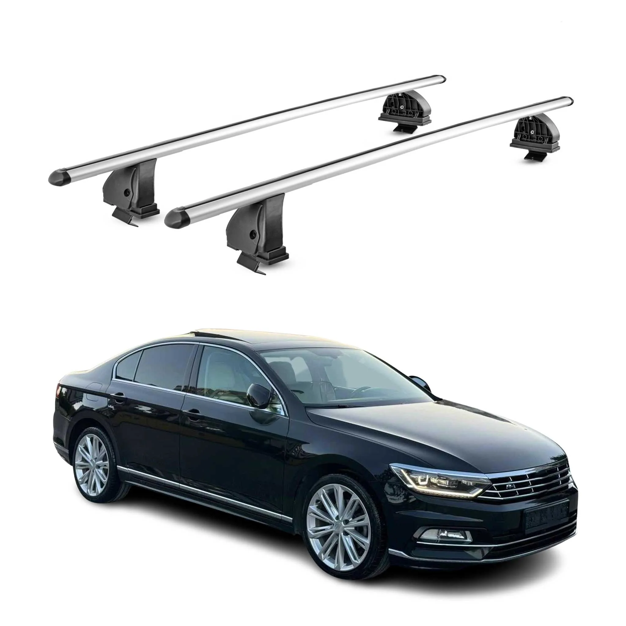 Alu Dachträger für VW Passat B8 Limo 2014-2023 4Tür TÜV T-Nut 75 kg 2tlg Silber
