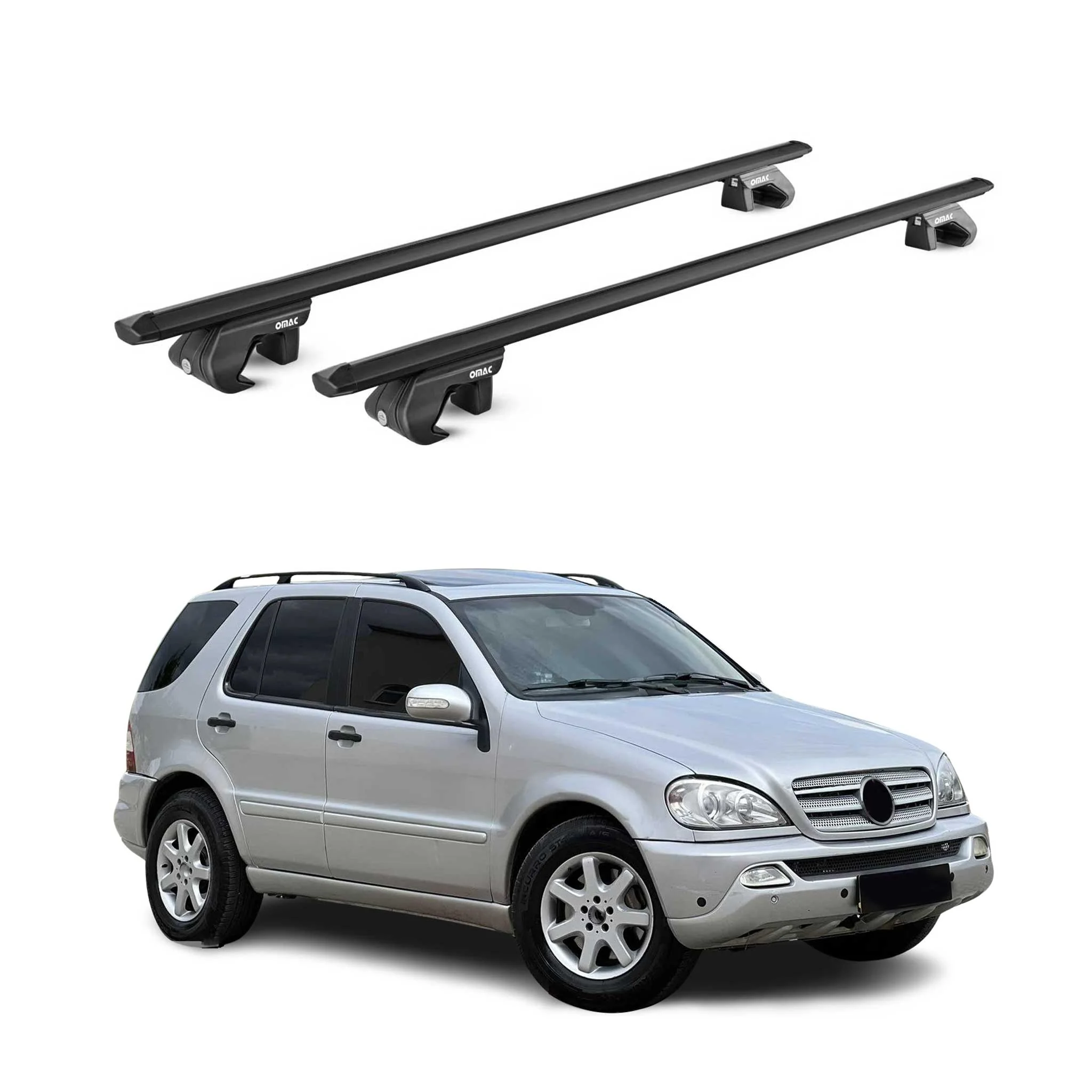 Dachträger Grundtäger für Mercedes ML Klasse W163 1998-2005 90kg Alu Schwarz ABE