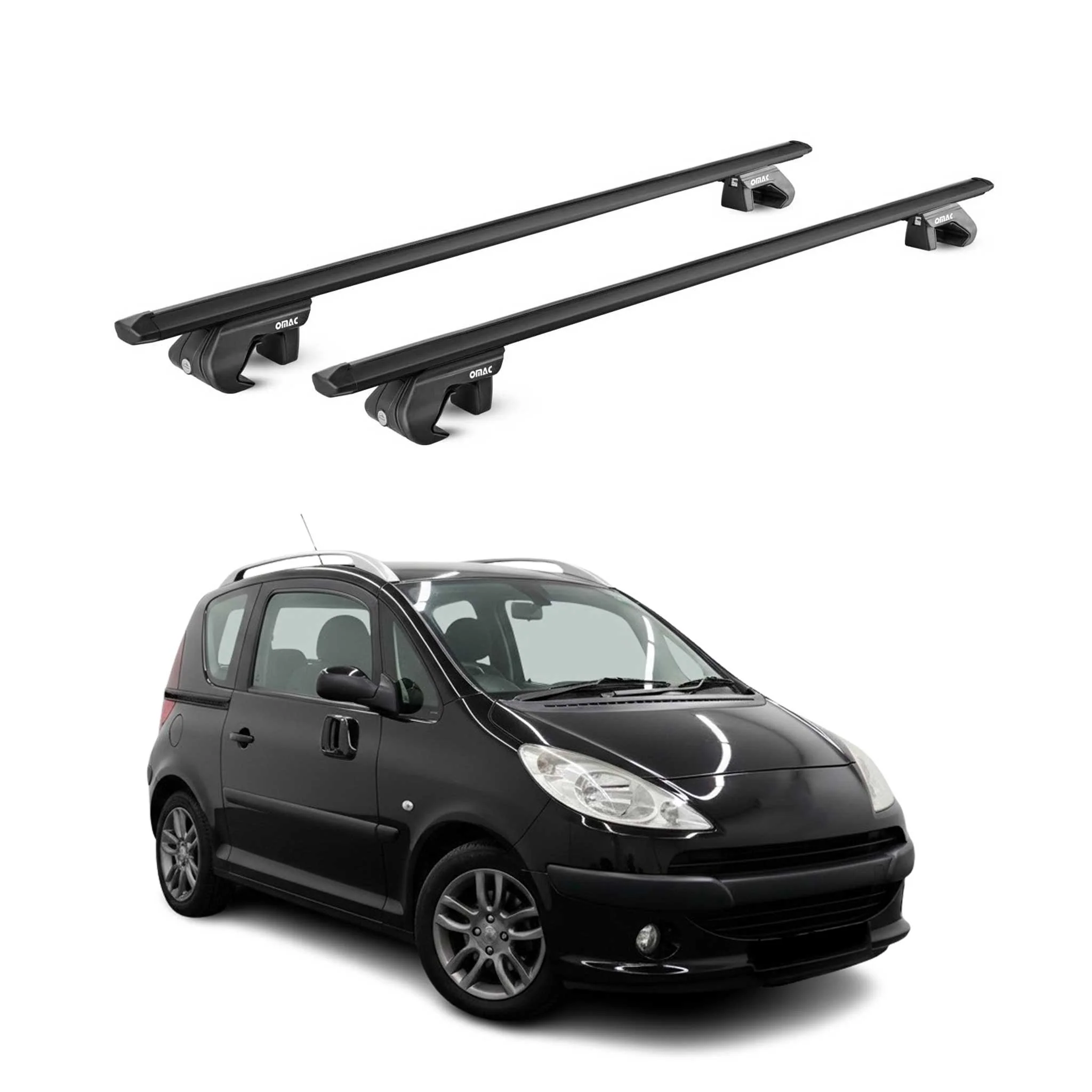 Dachträger Grundtäger für Peugeot 1007 2004-2009 3 tür 90kg Alu Schwarz 2x ABE