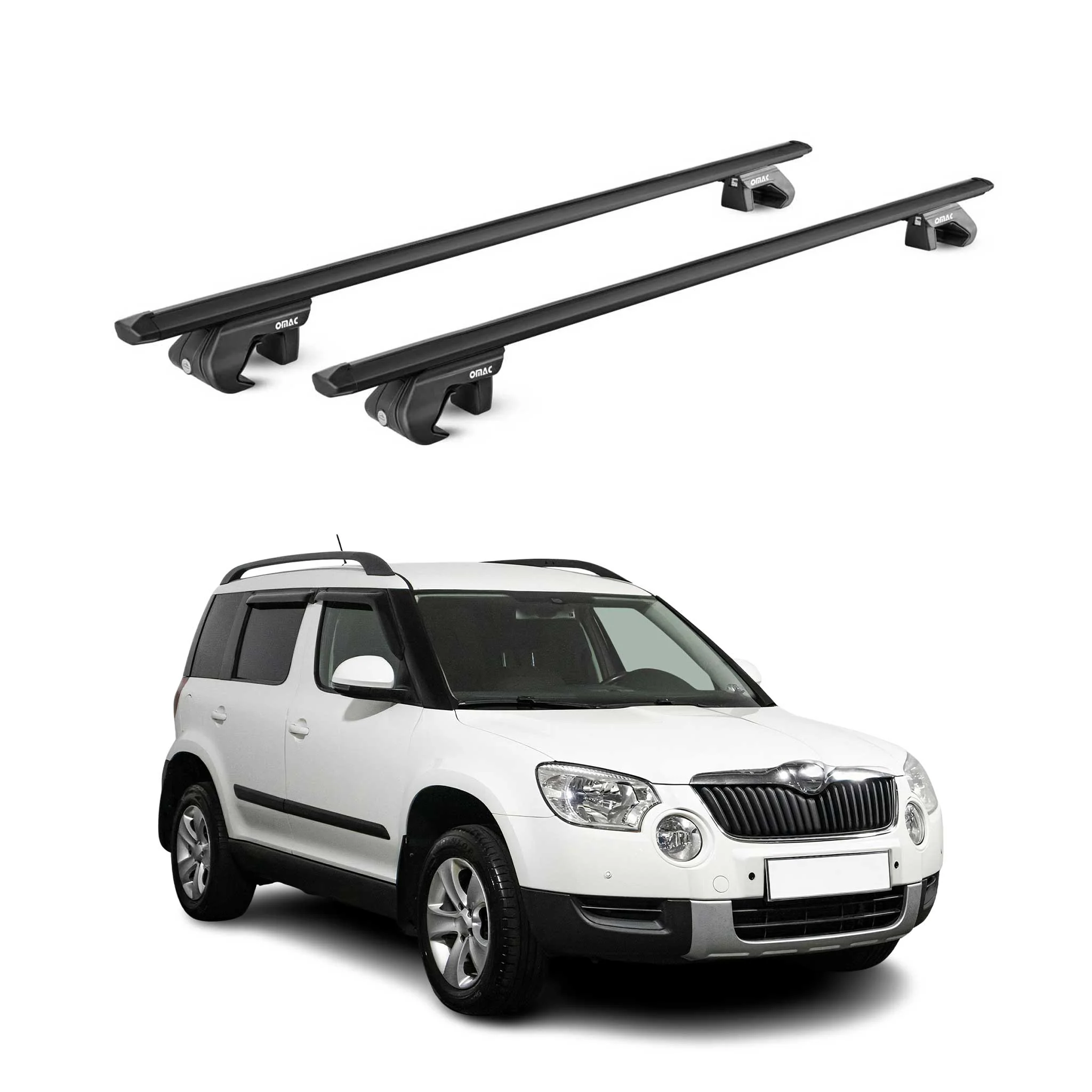 Dachträger Grundtäger für Skoda Yeti 2009-2017 90kg Alu Schwarz 2 tlg ABE