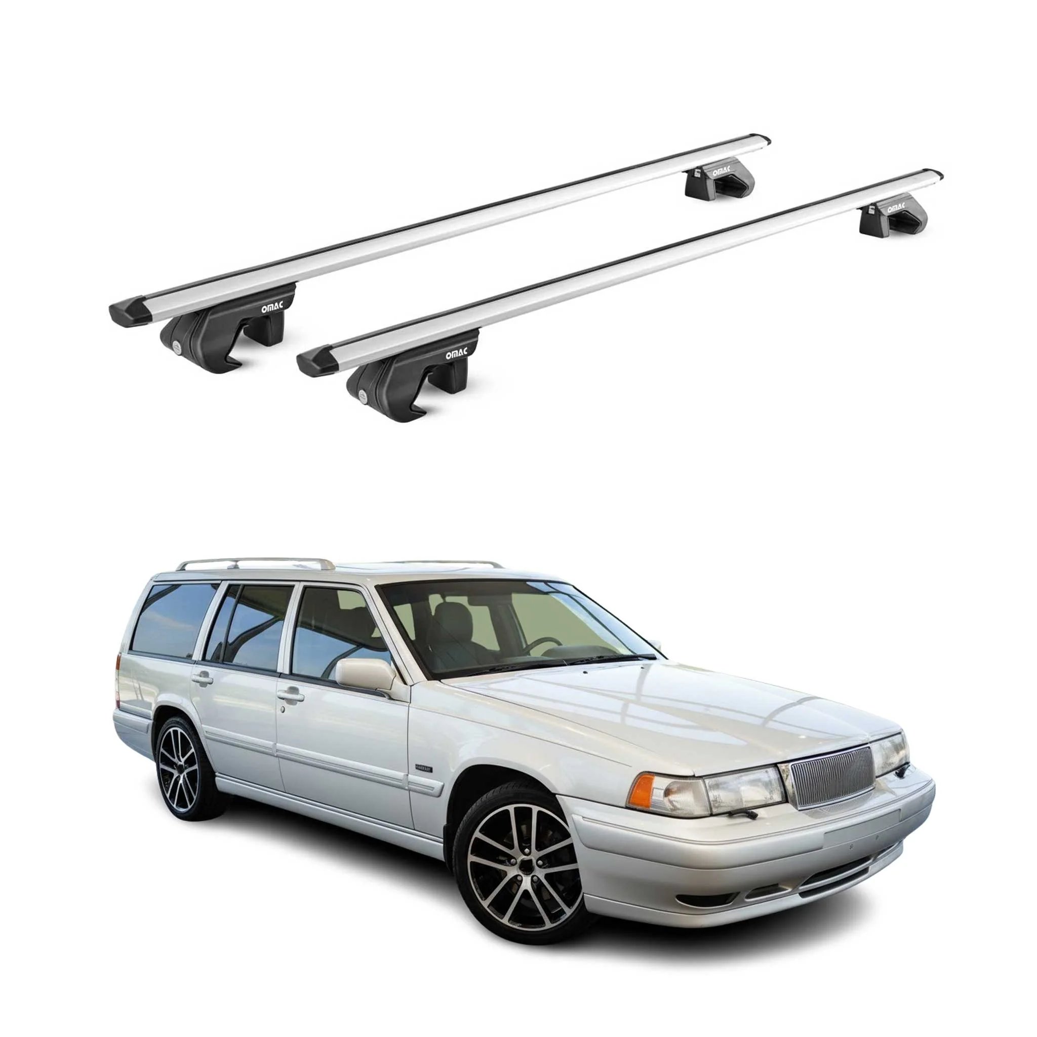 Dachträger Grundtäger für Volvo 940 1990-1998 5 tür 90kg Alu Silber 2tlg ABE