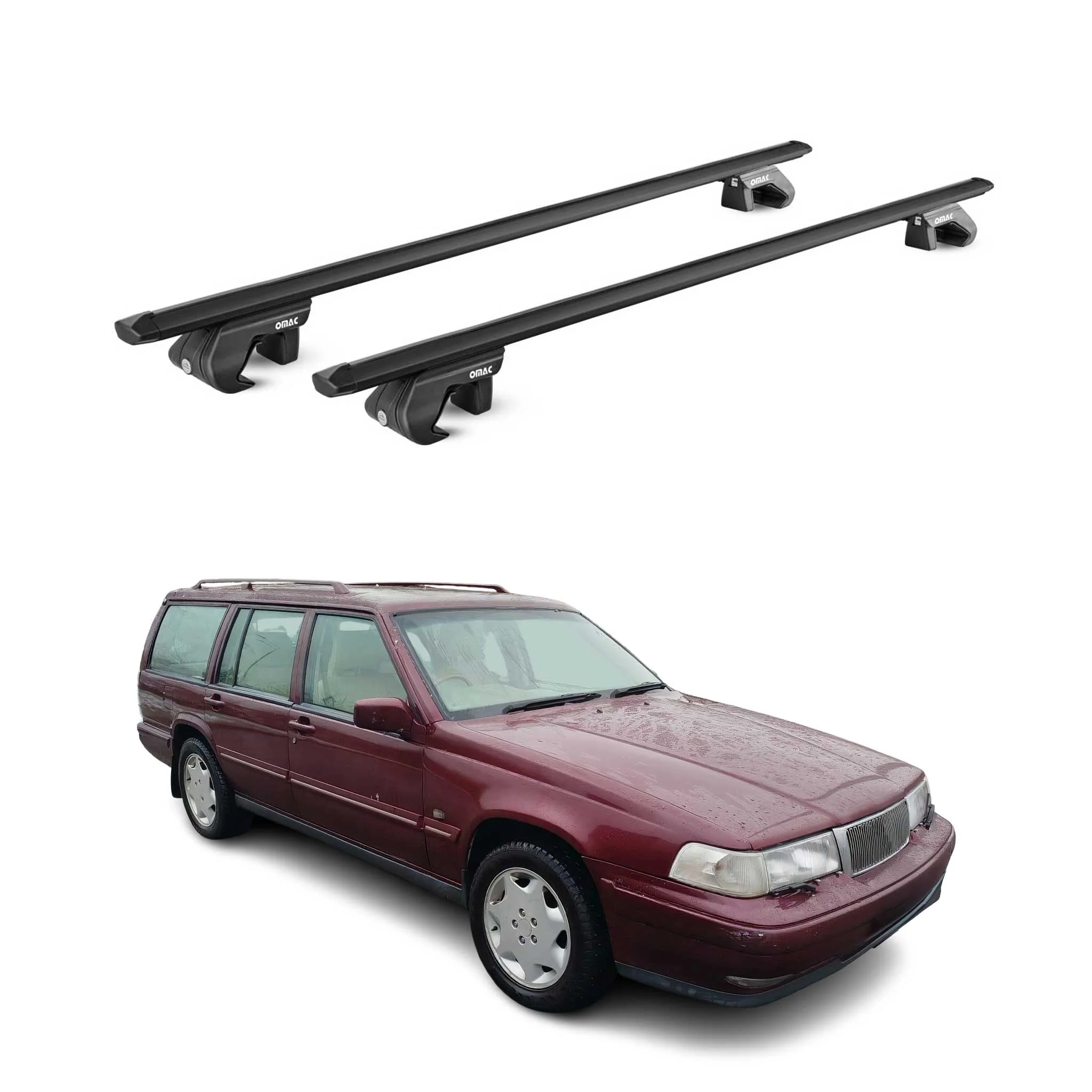Dachträger Grundtäger für Volvo 940 1990-1998 5 tür 90kg Alu Schwarz 2 tlg ABE