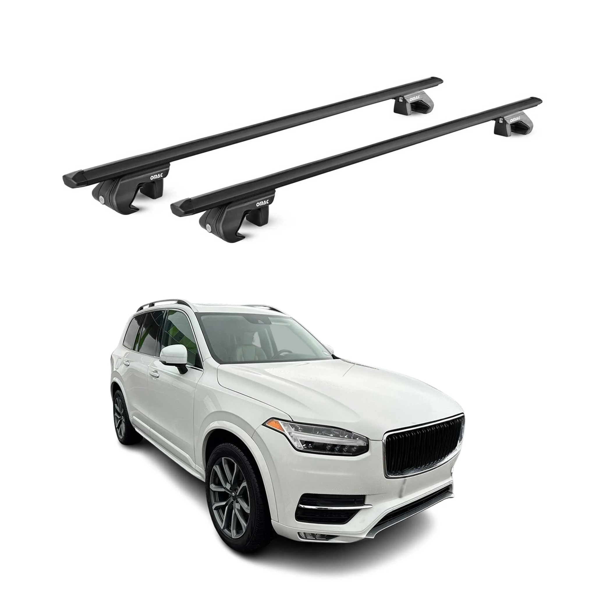 Dachträger Grundtäger für Volvo XC90 2002-2026 5 tür 90kg Alu Schwarz 2 tlg ABE