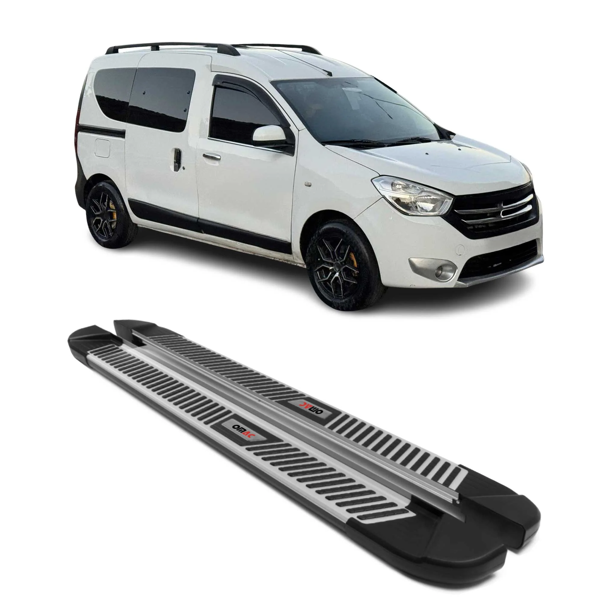 Trittbretter Seitenbretter Seitenschweller für Dacia Dokker 2012-21 Schwarz Alu