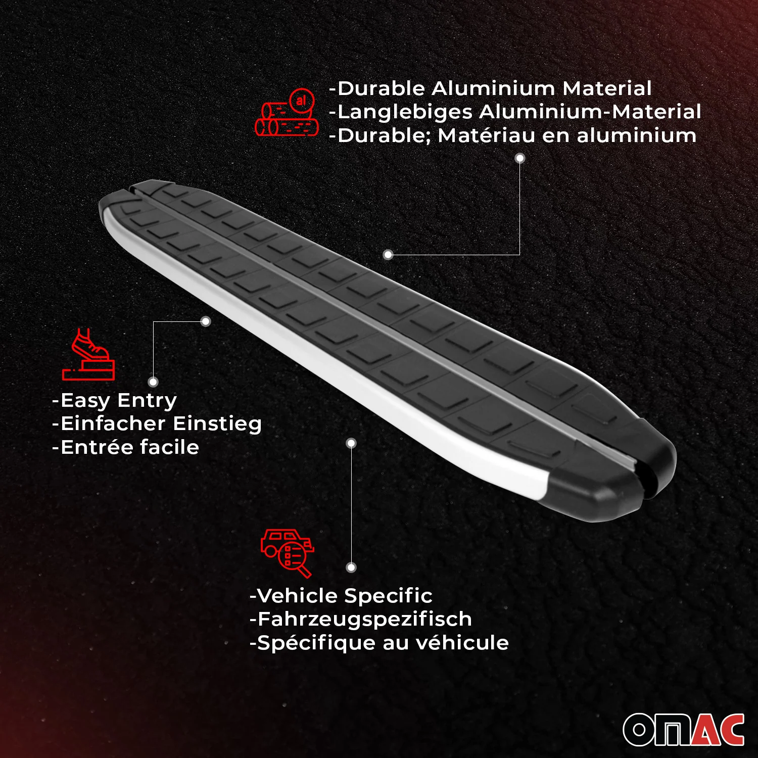 Seitenschweller Seitenbretter Trittbretter für Fiat 500X 2015-2026 Alu Schwarz - Image 4