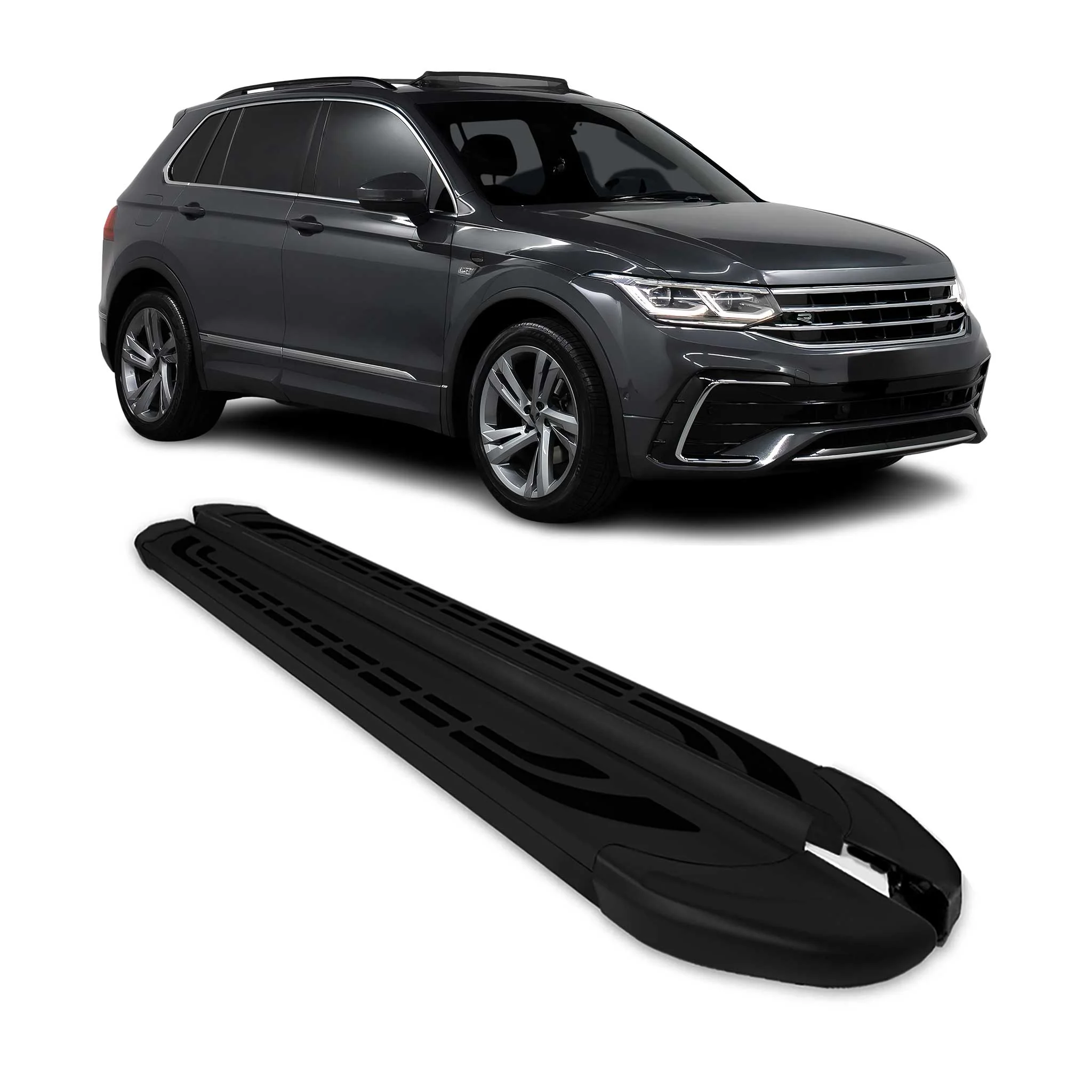 Alu Trittbretter Seitenschweller Seitenbretter für VW Tiguan mk2 2016-24 Schwarz