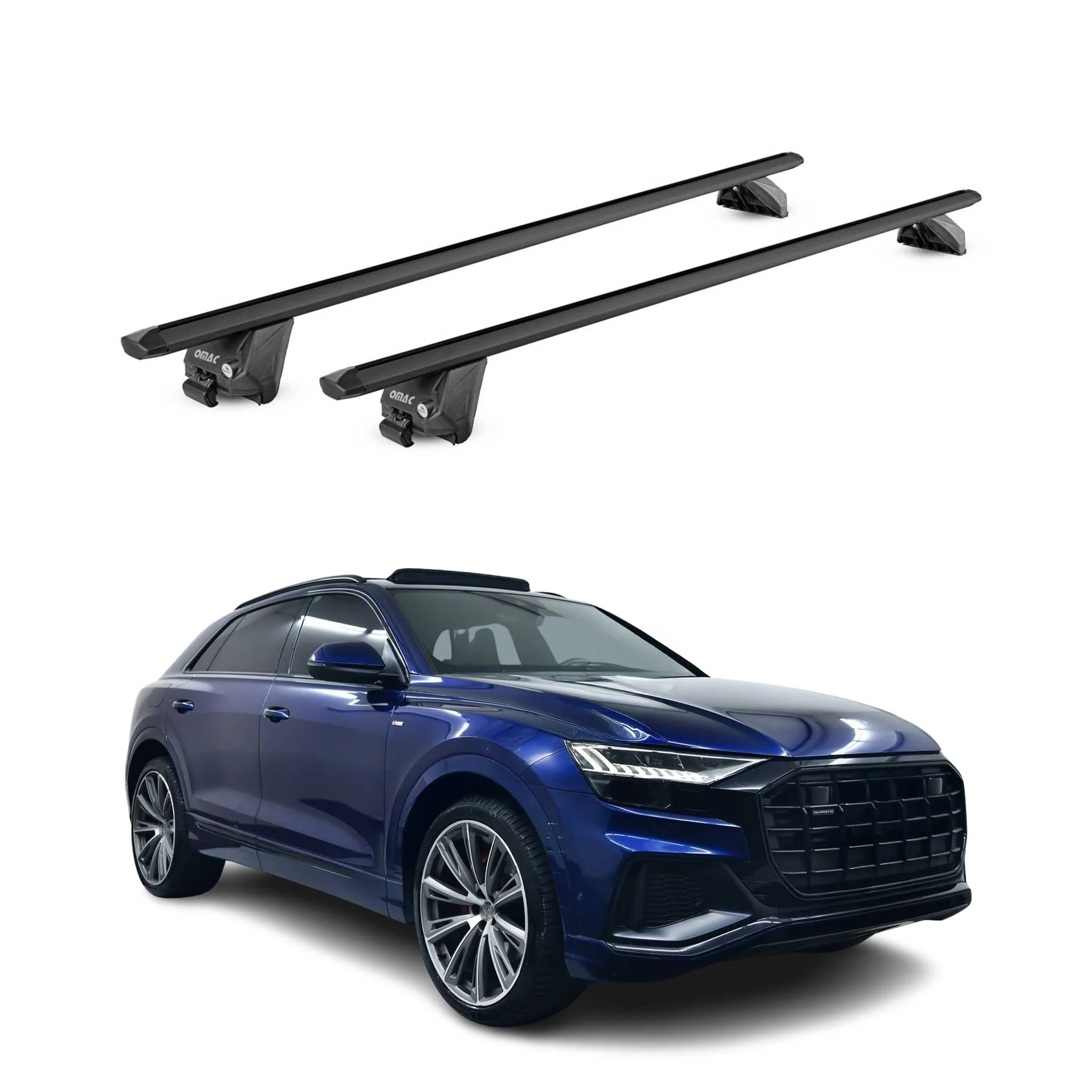 Dachträger Grundtäger für Audi Q8 2018-2026 100kg Aluminium Schwarz 2 tlg ABE