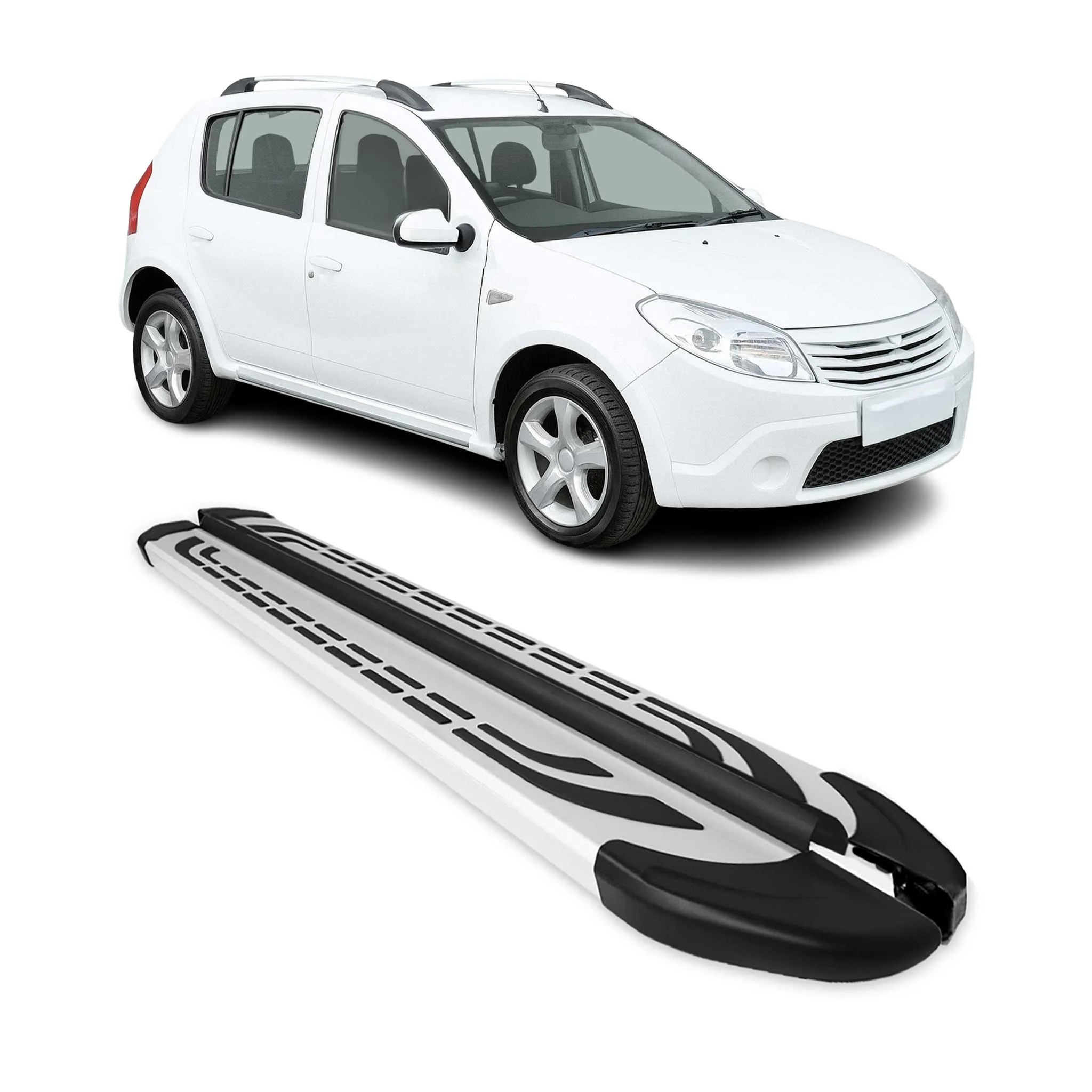Trittbretter Seitenschweller Seitenbretter für Dacia Sandero Stepway 2007-12 Alu