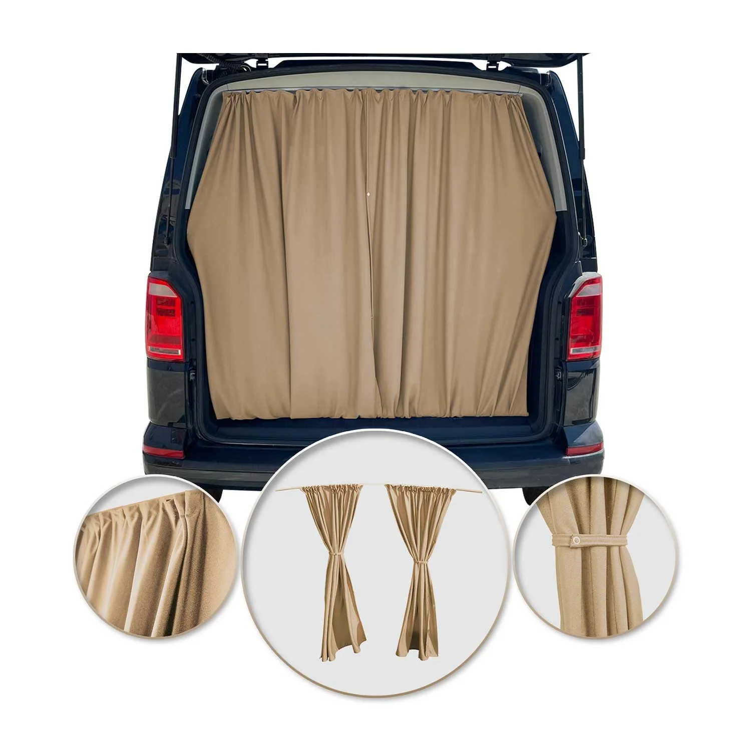 Maß Gardinen für Ford Transit Tourneo Custom L1 L2 Heckklappe Vorhänge Beige