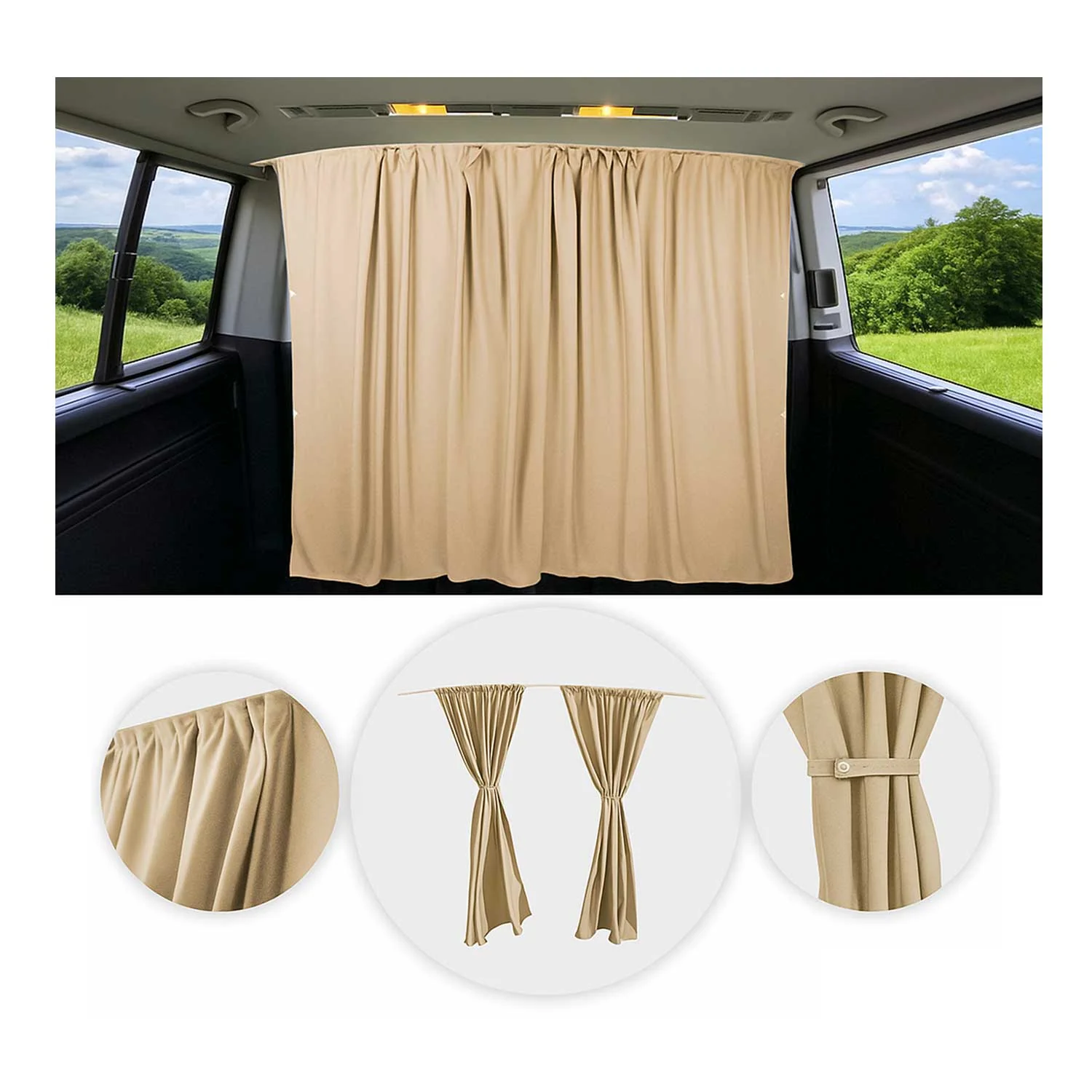 Maß Gardinen für Iveco Daily H3 Fahrerhaus Abtrennung Sonnenschutz Beige