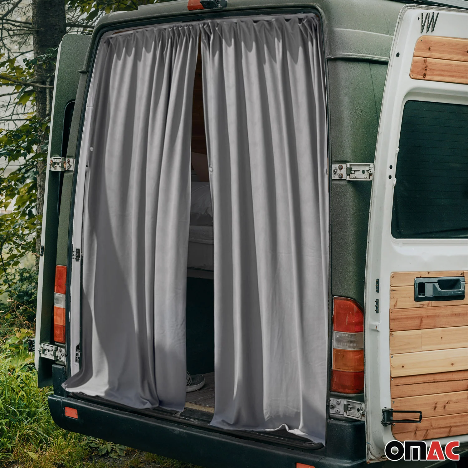 Maß Gardinen Sonnenschutz für Nissan Interstar H3 Heckklappe Vorhänge Grau - Image 2