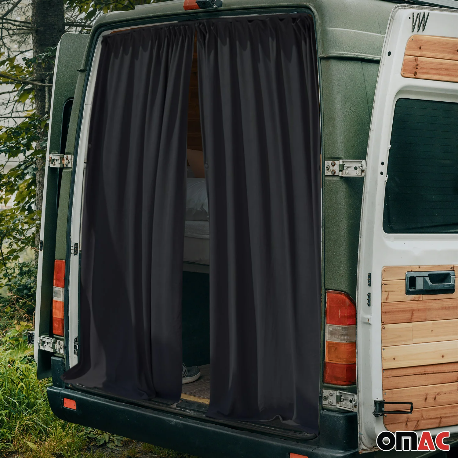 Maß Gardinen Sonnenschutz für Opel Vivaro 2001-2026 Heckklappe Vorhänge Schwarz - Image 2