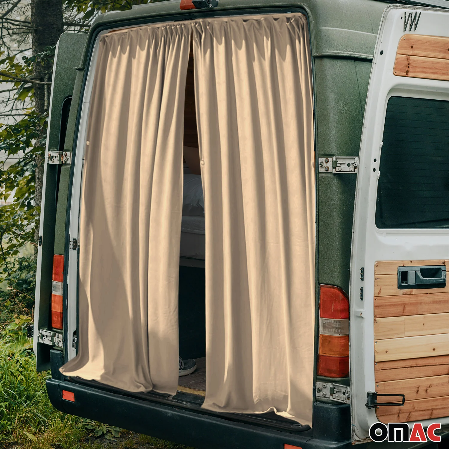Maß Gardinen Sonnenschutz für VW Crafter H3 Heckklappe Vorhänge Beige - Image 2