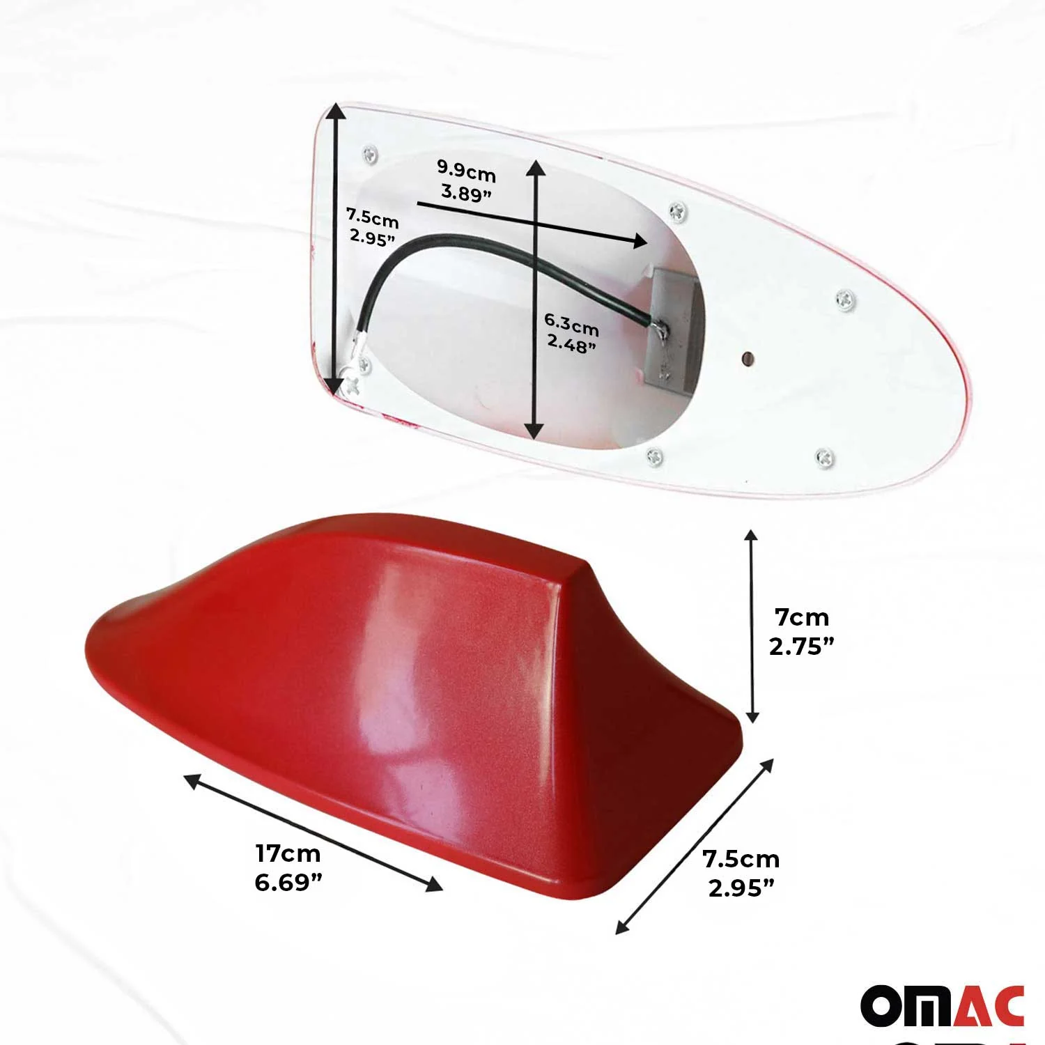 Dachantenne Autoantenne AM/FM Autoradio Shark Antenne Haifischflosse Rot - Image 3