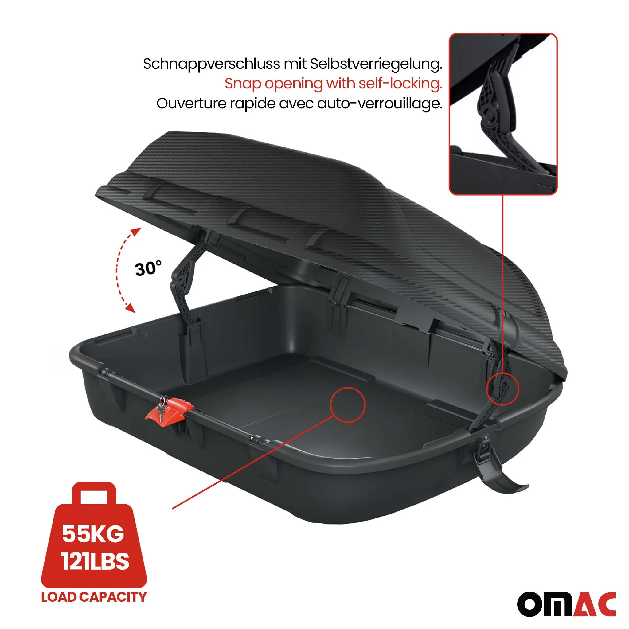 Dachbox Dachkoffer Gepäckbox 270 Liter Carbonlook Abschließbar Autobox - Image 3
