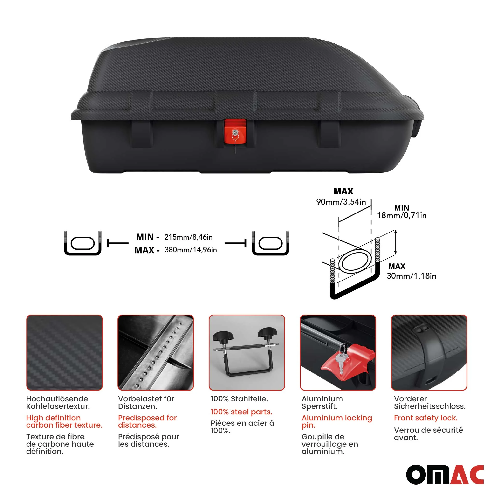 Dachbox Dachkoffer Gepäckbox 270 Liter Carbonlook Abschließbar Autobox - Image 6