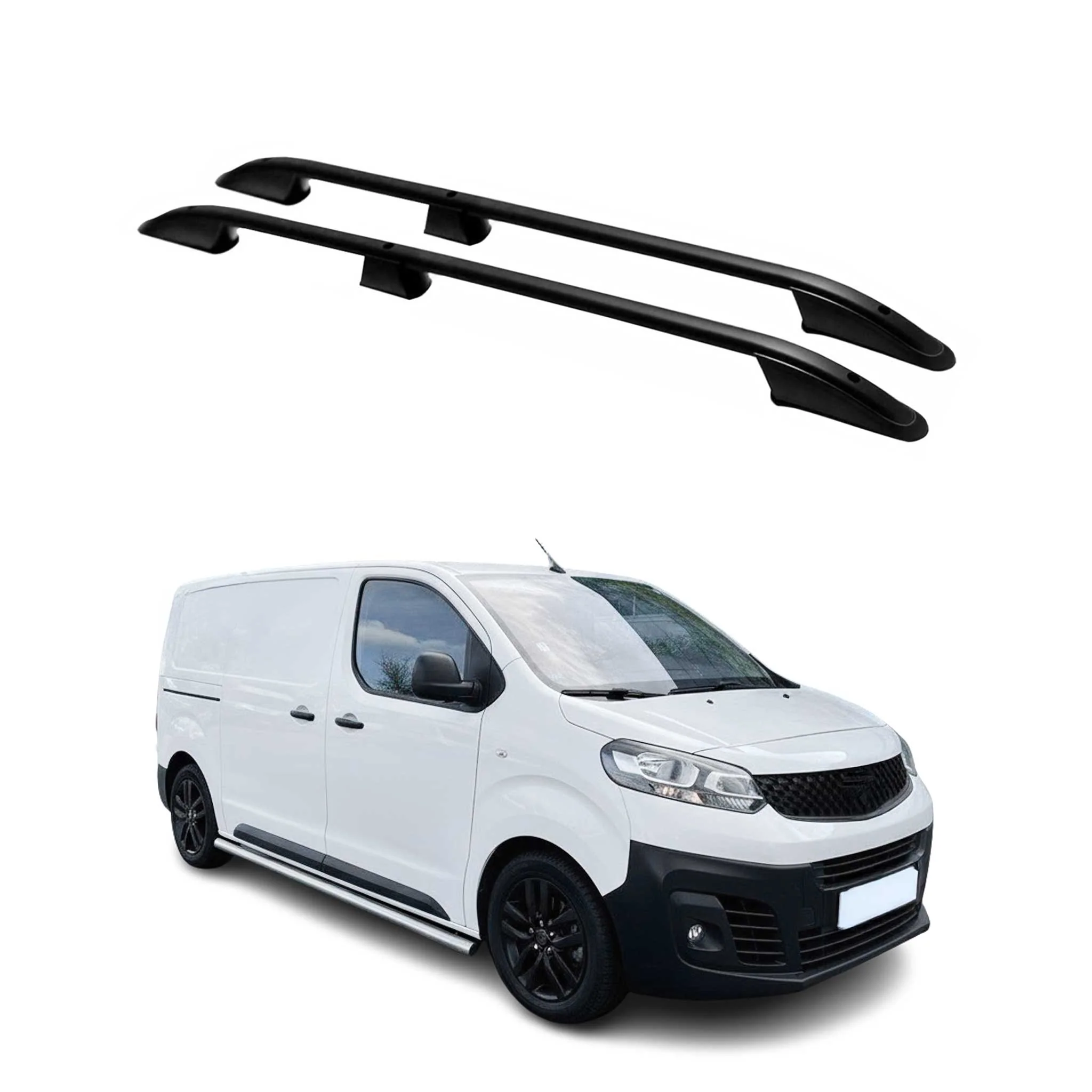 Dachreling Dachgepäckträger für Fiat Scudo / Ulysse 2022-2026 L2 Alu Schwarz 2x