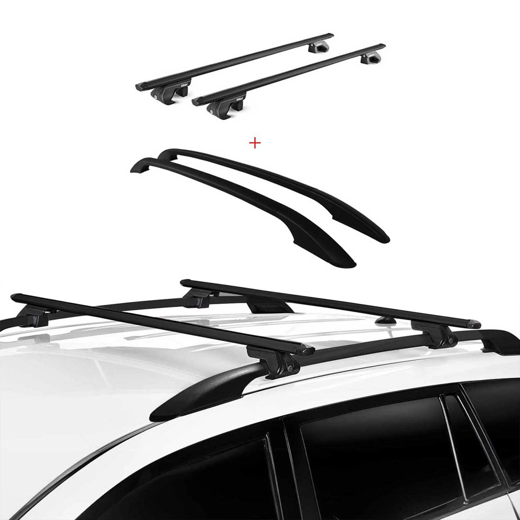 Dachreling + Dachträger Satz für Ford Kuga II 2012-2019 Alu Schwarz 4x - Image 5