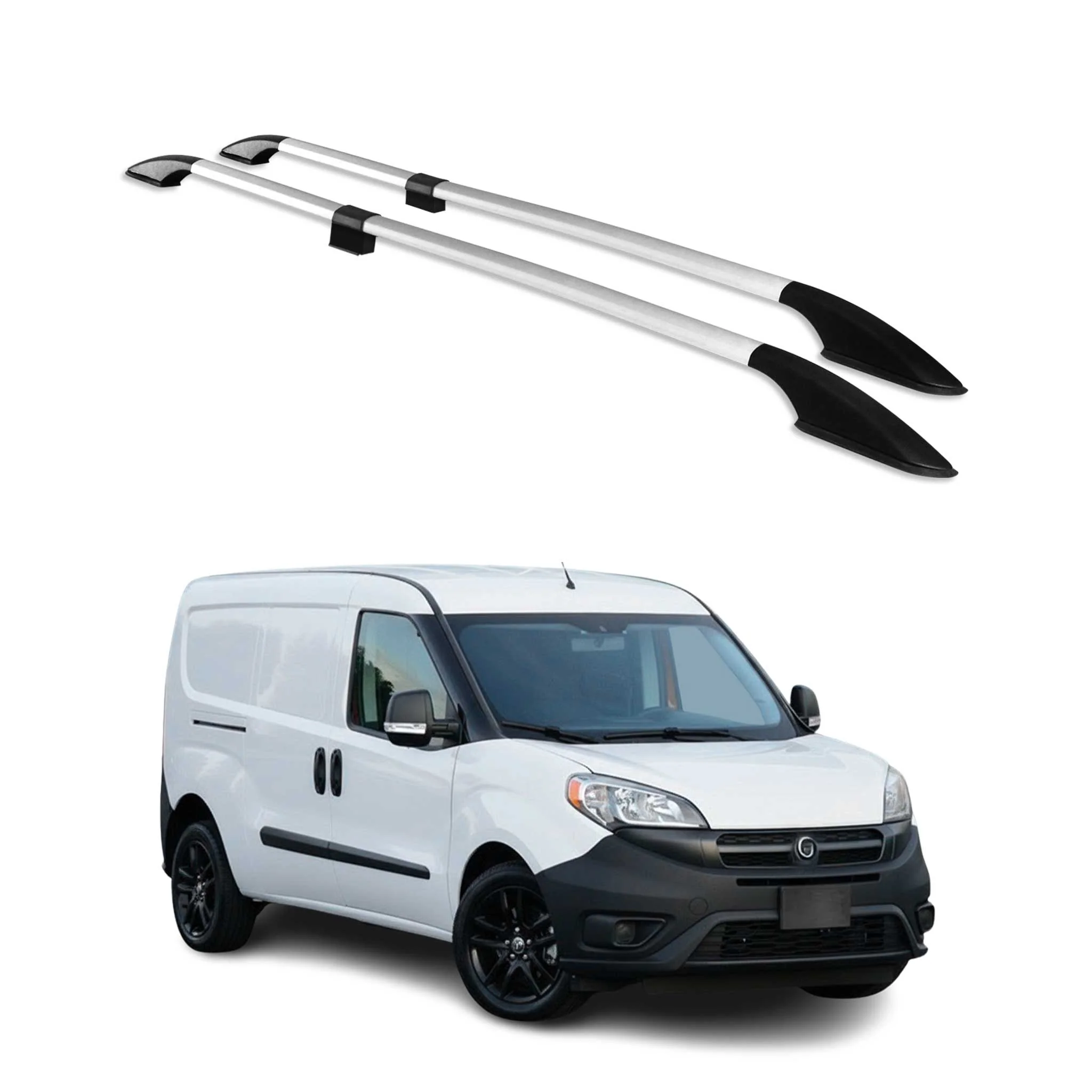 Dachreling Dachgepäckträger für Fiat Doblo 2010-2021 Langer L2 Alu Grau