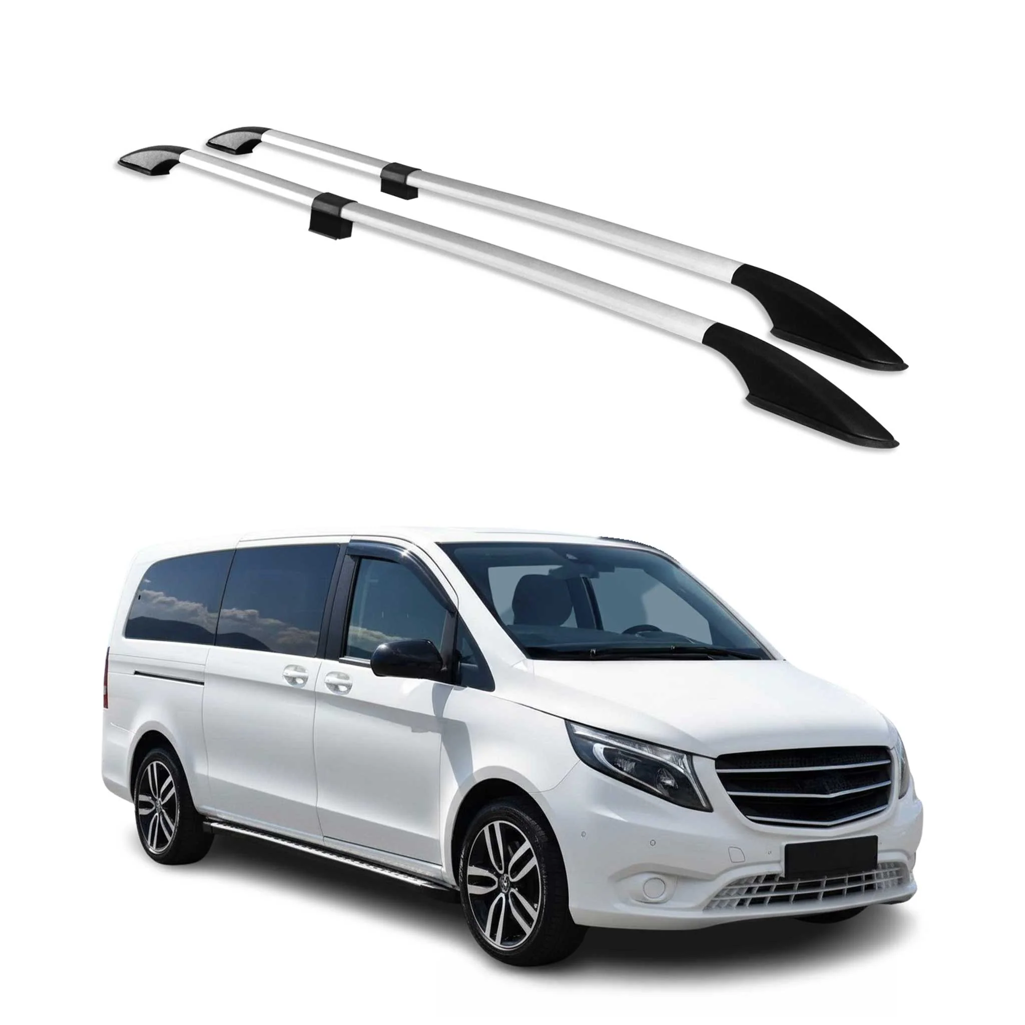 Dachreling für Mercedes Klasse W447 2014-2026 L3 Extra Langer Alu Grau