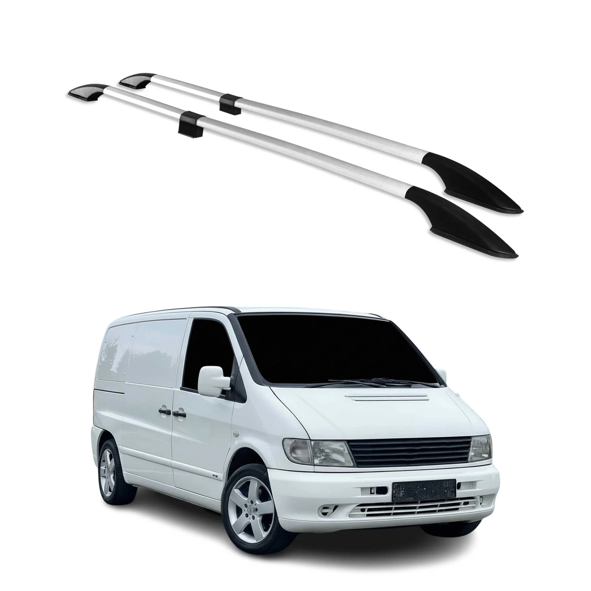 Dachreling Relingträger Alu für Mercedes Vito W638 1996-2003 Kurzer L1 Alu Grau