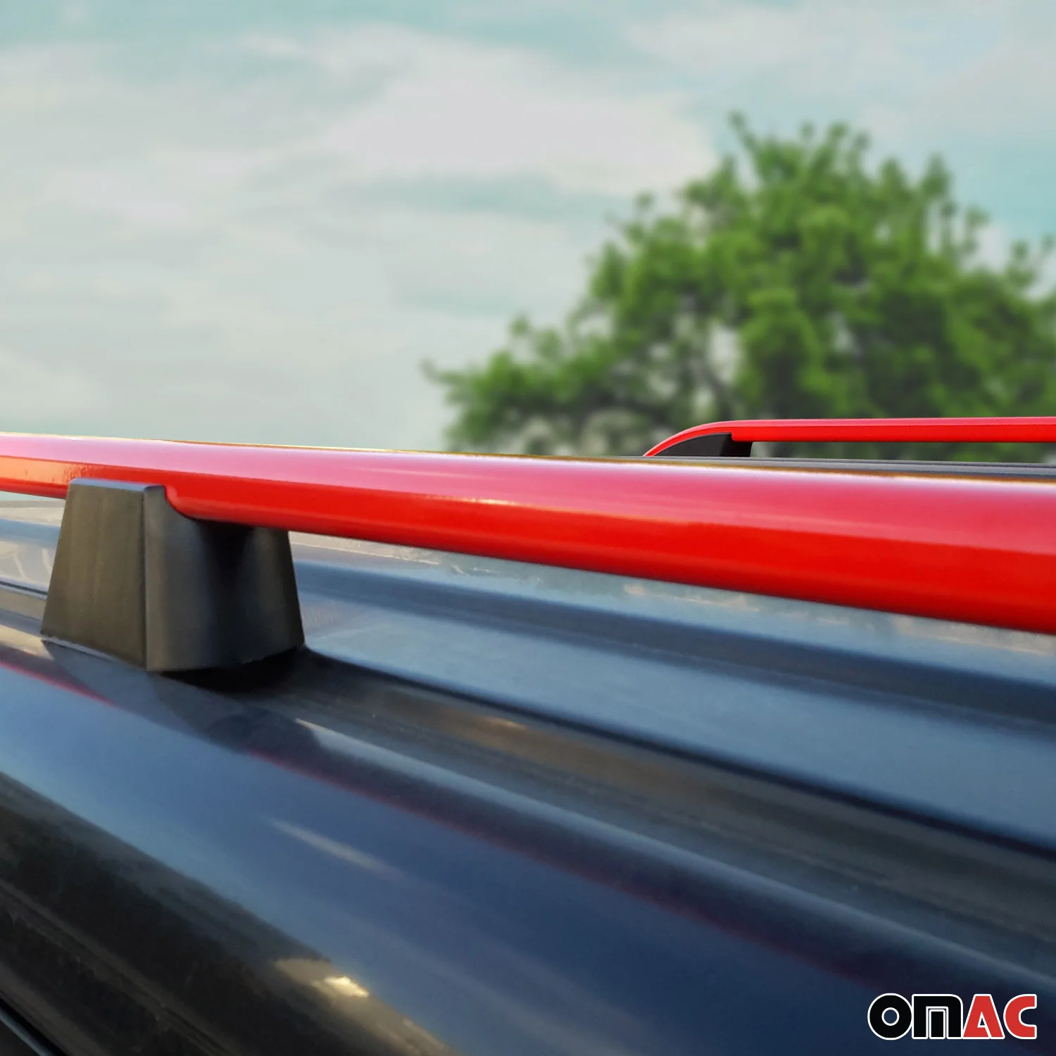 Dachreling Dachgepäckträger für VW Caddy Maxi 2003-2020 Aluminium Rot Schwarz 2x - Image 6