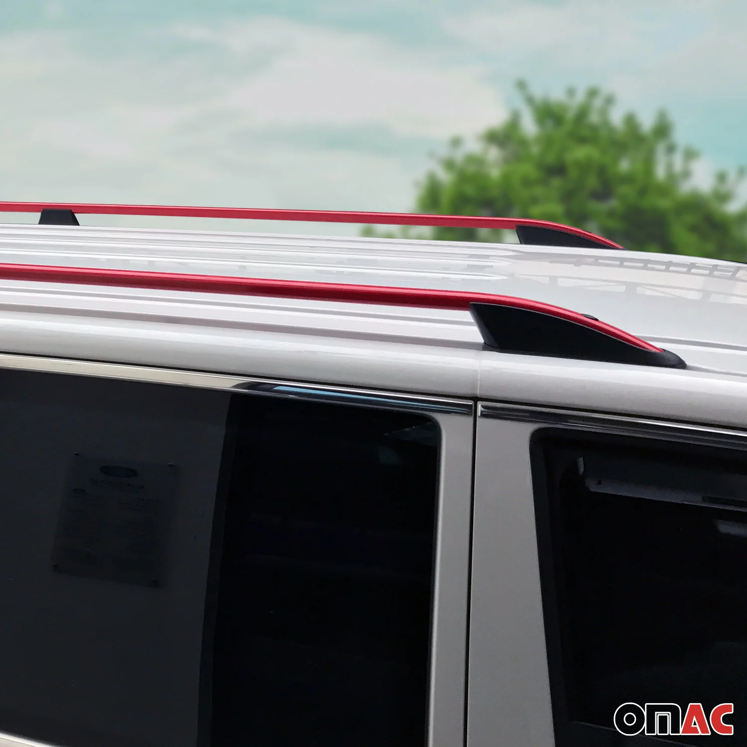 Dachreling Dachgepäckträger für VW Caddy Maxi 2003-2020 Aluminium Rot Schwarz 2x - Image 7