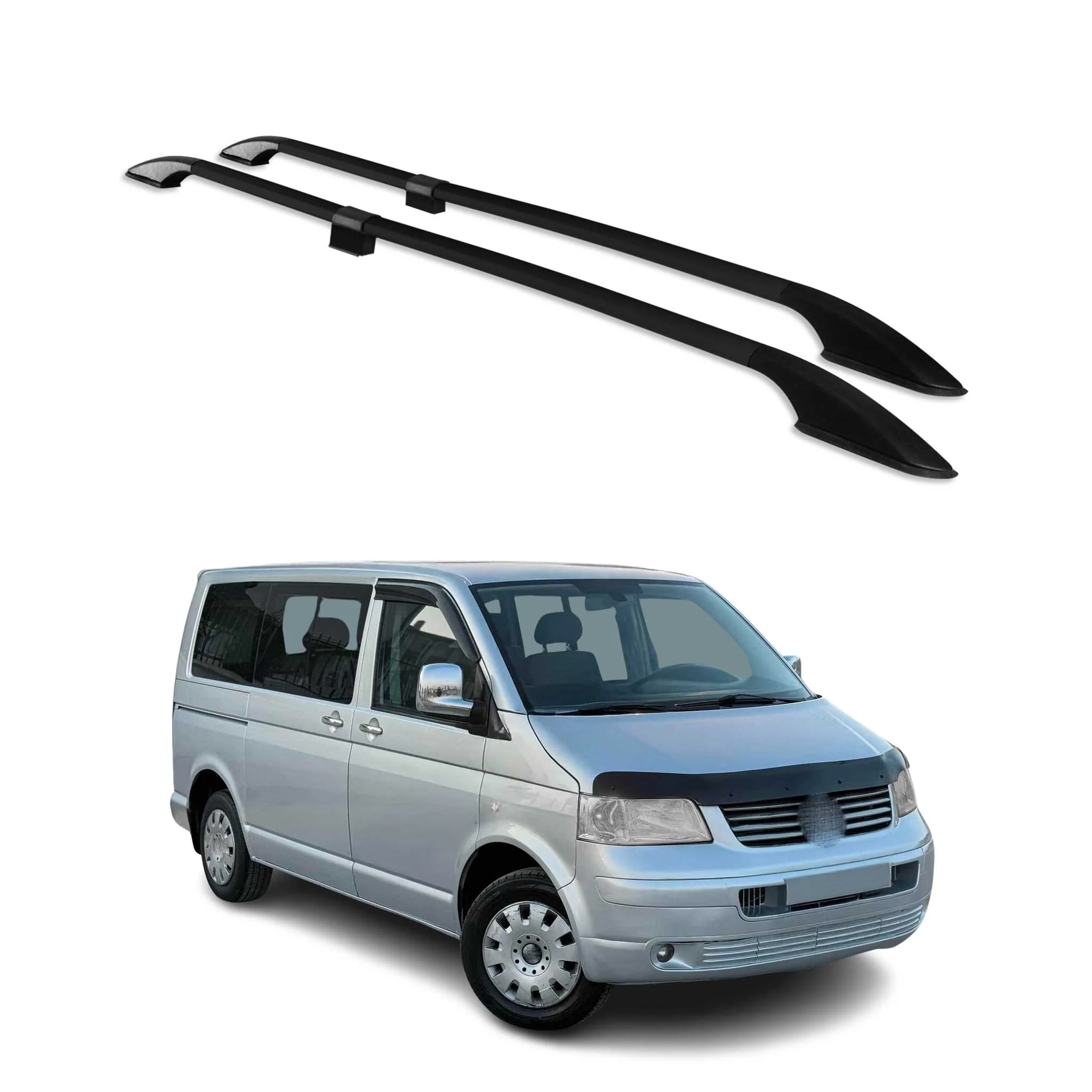 Dachreling Relingträger für VW T5 T6 Transporter 2003-2024 L1 Kurzer Alu Schwarz