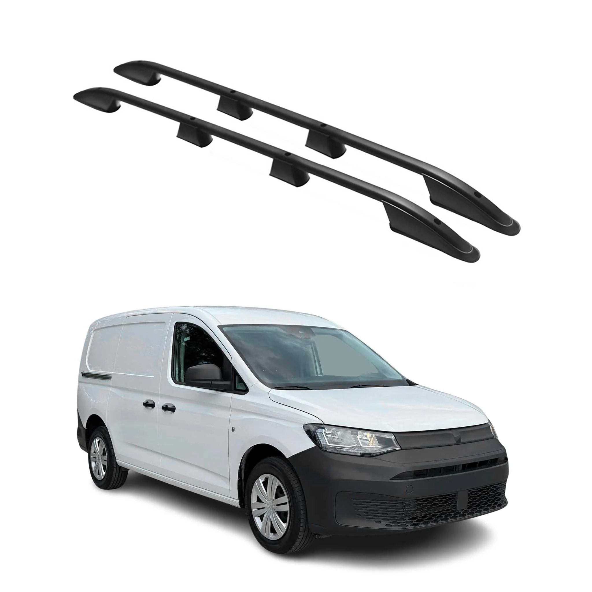 Dachreling Dachgepäckträger für VW Caddy 2020-2026 L2 Länger Alu Schwarz 2x