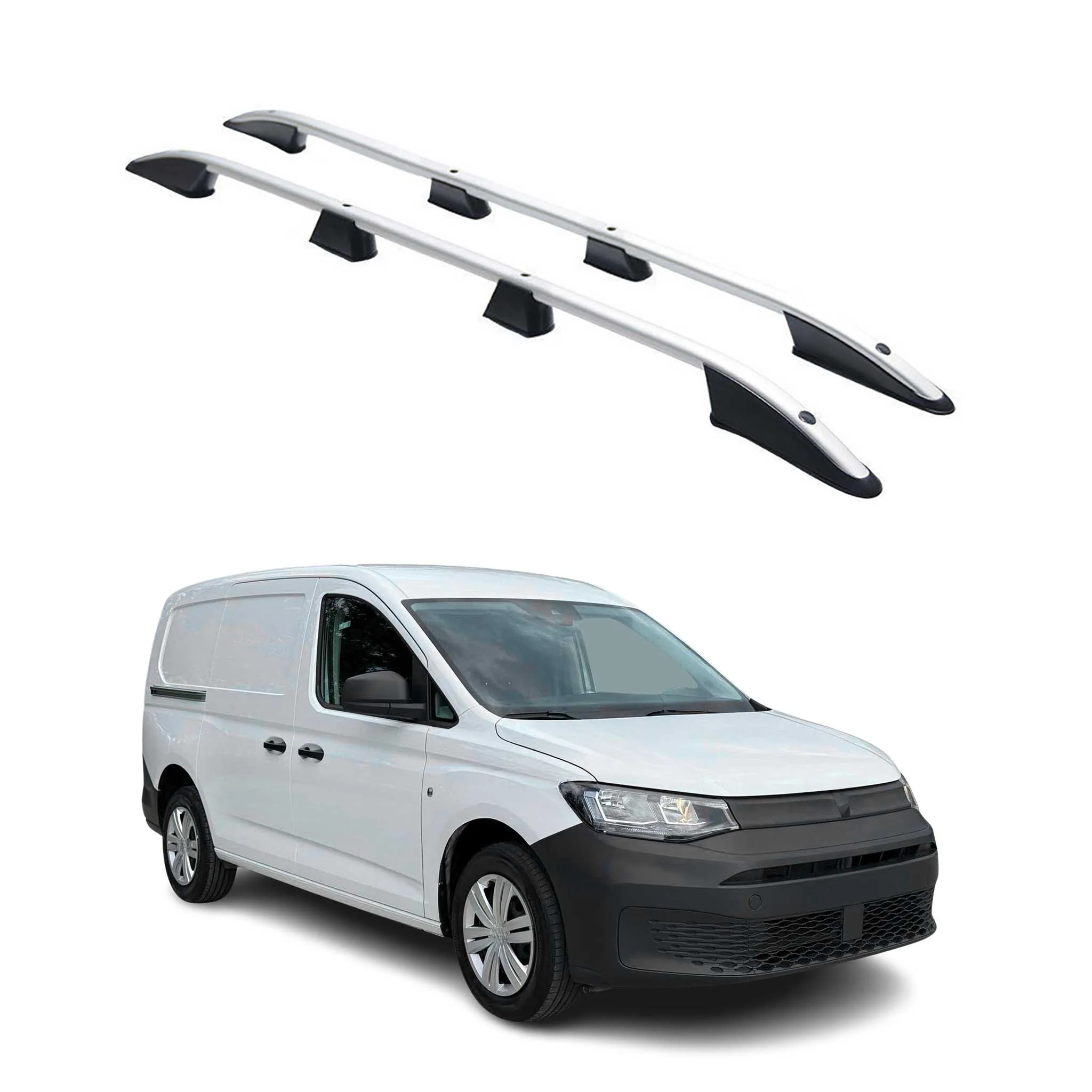 Dachreling Dachgepäckträger für VW Caddy 2020-2026 L2 Länger Alu Silber 2x