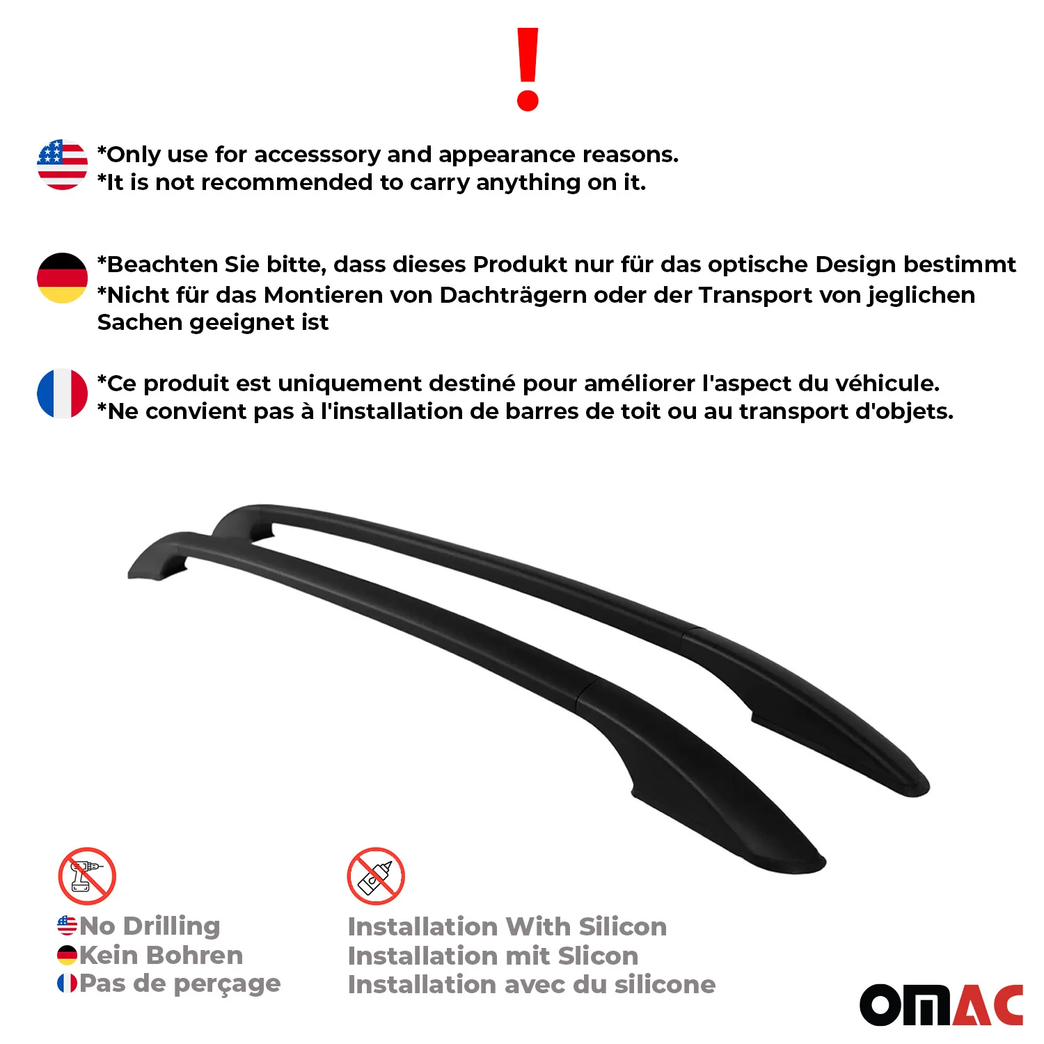 Dachreling Relingträger für VW Polo V 2009-2017 5-Tür Aluminium Schwarz 2x - Image 3