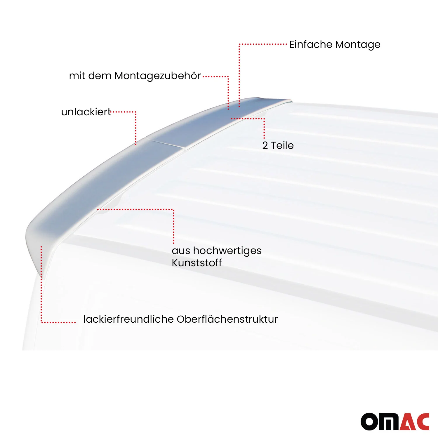 RDX Dachspoiler für VW Transporter T5 2003-2015 Hecktüren 2 tlg Unlackiert - Image 4