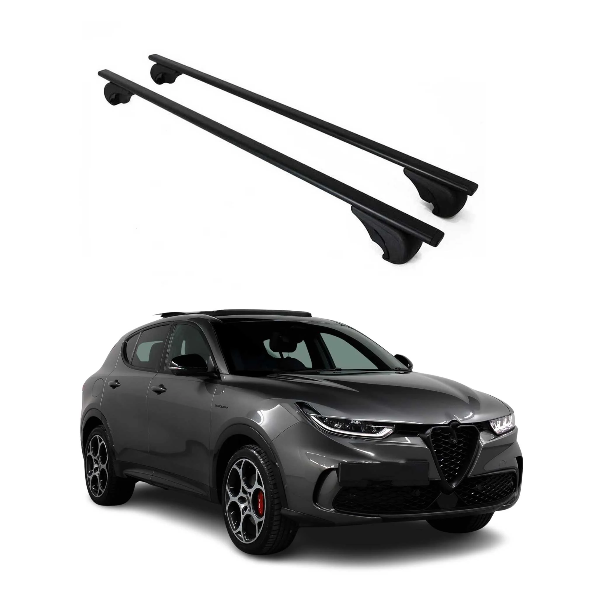 Dachträger Grundtäger für Alfa Romeo Tonale 2022-2026 75kg Metall Schwarz 2 tlg