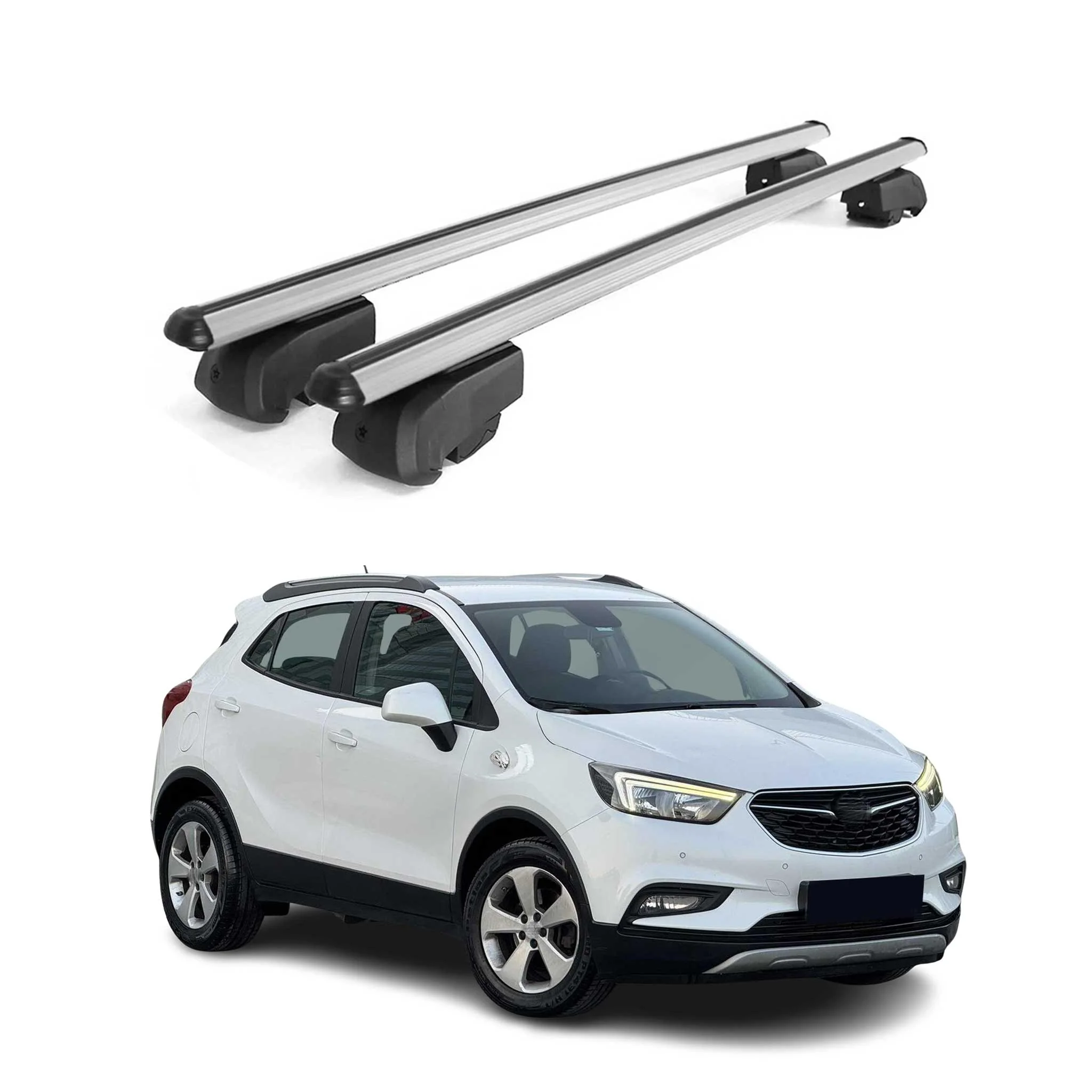Dachträger Grundtäger für Opel Mokka X 2016-2019 75kg Aluminium Silber 2 tlg