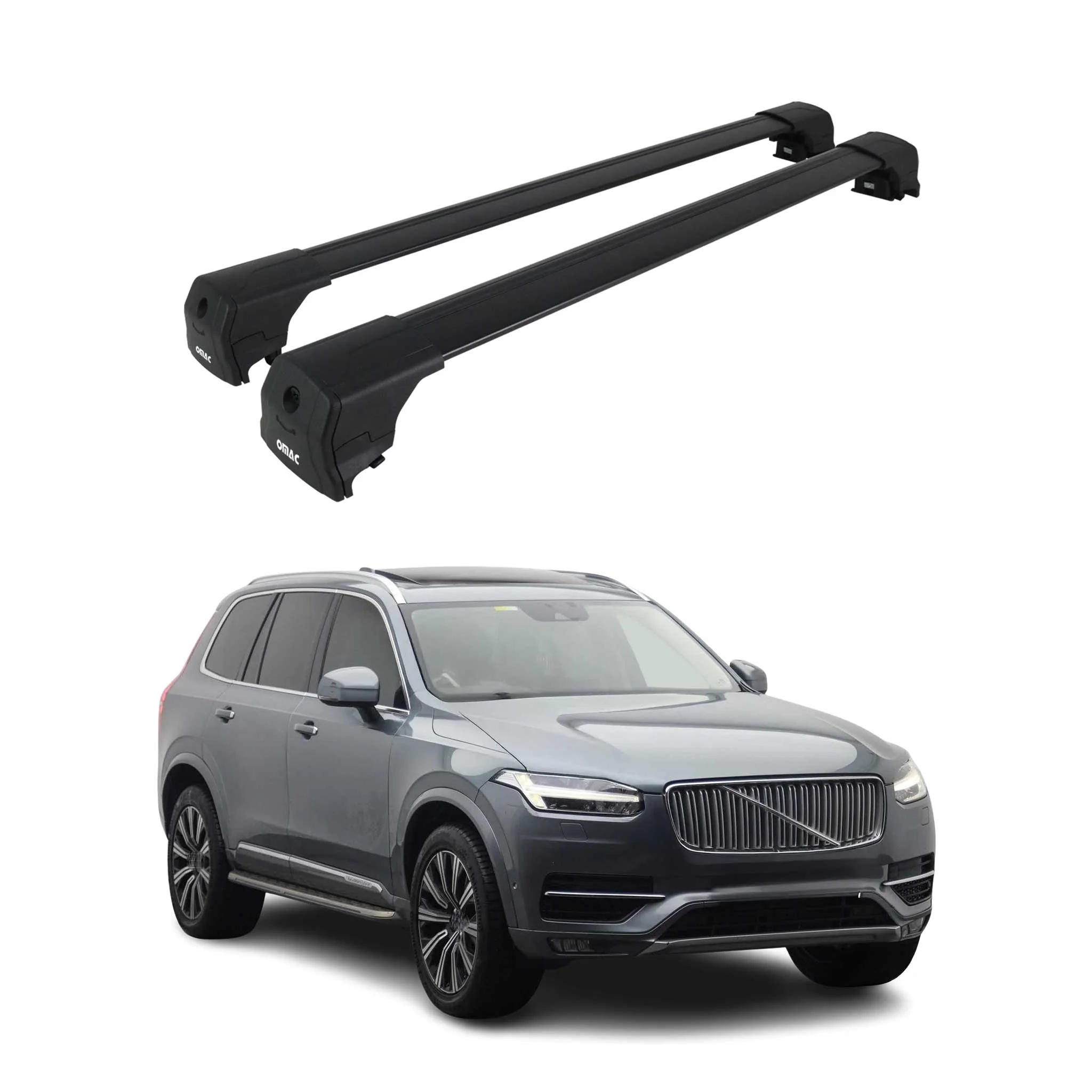 Dachträger Grundtäger für Volvo XC90 2015-2026 75kg Aluminium Schwarz 2 tlg