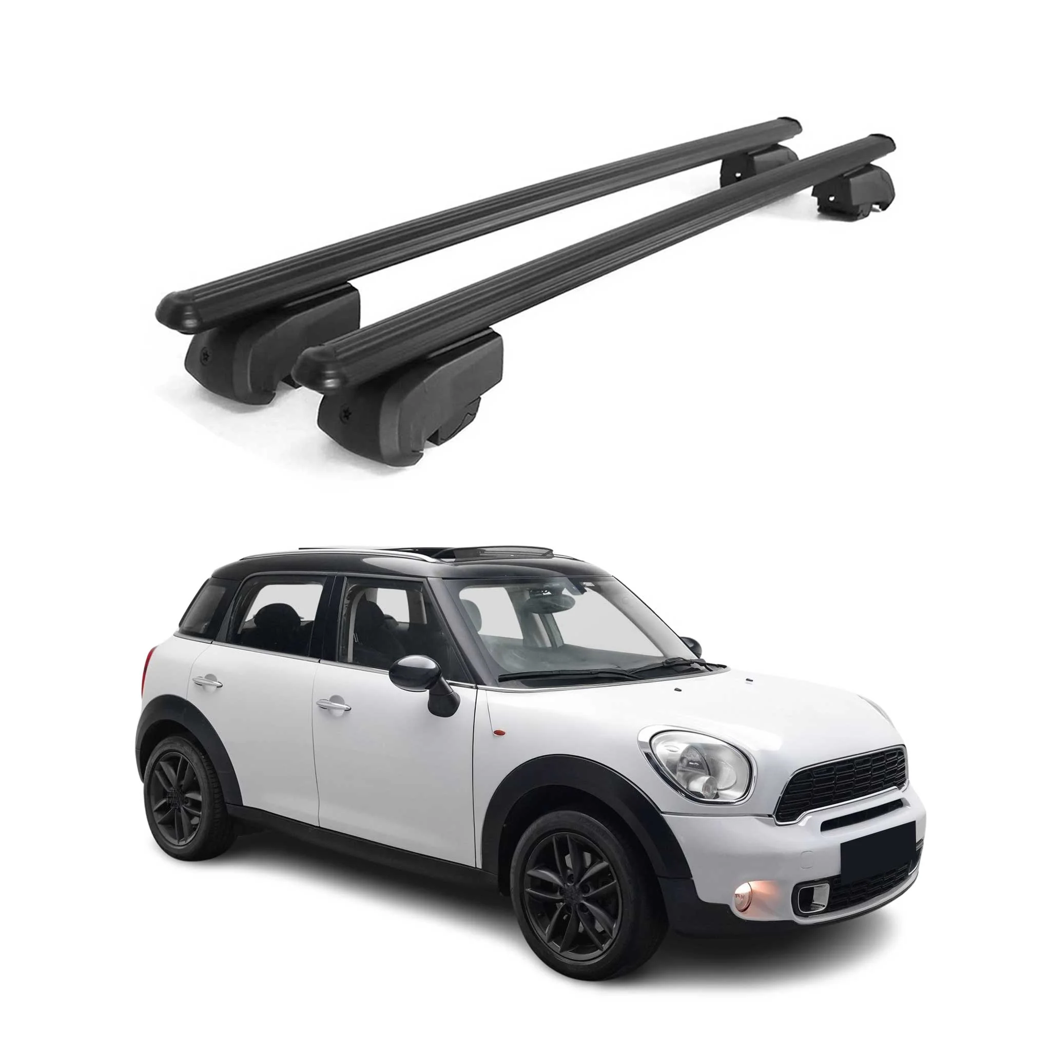 Dachträger Grundtäger für Mini Countryman R60 2010-2016 75kg Alu Schwarz 2tlg