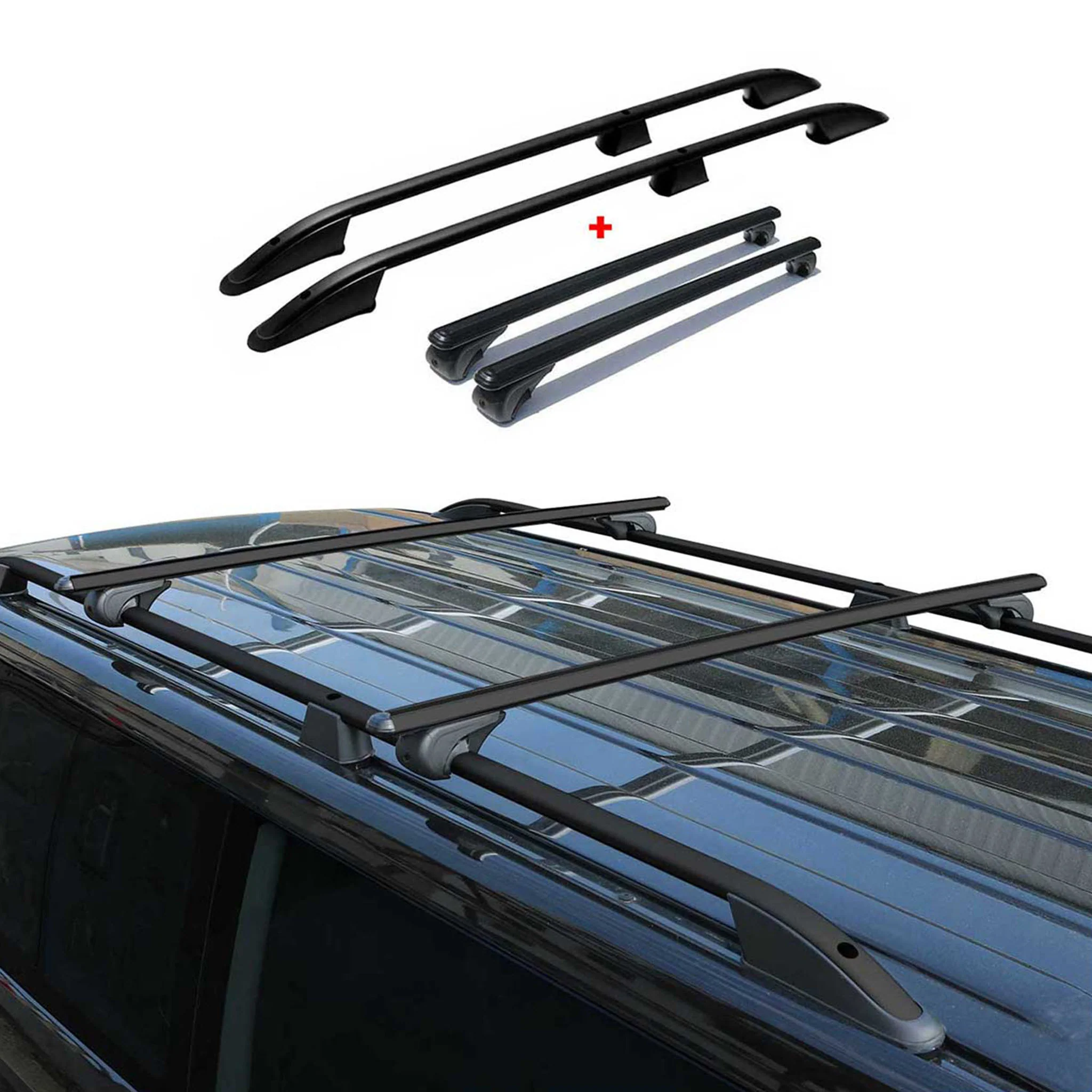 Dachreling + Dachträger Satz für VW Caddy 2020-2026 L1 Kurzer Schwarz 4tlg - Image 5