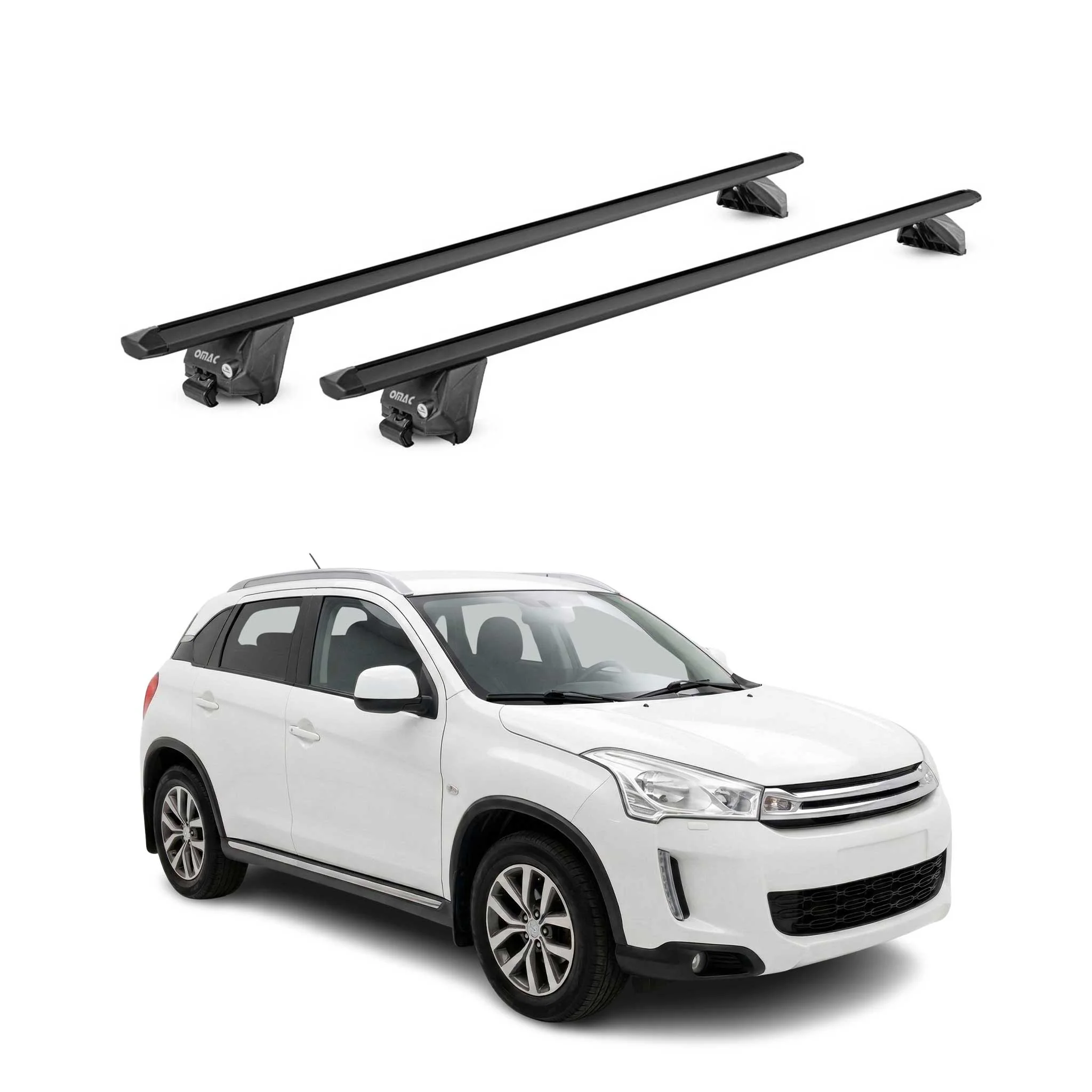 Dachträger für Citroen C4 Aircross 2012-2017 100kg Aluminium Schwarz 2 tlg ABE