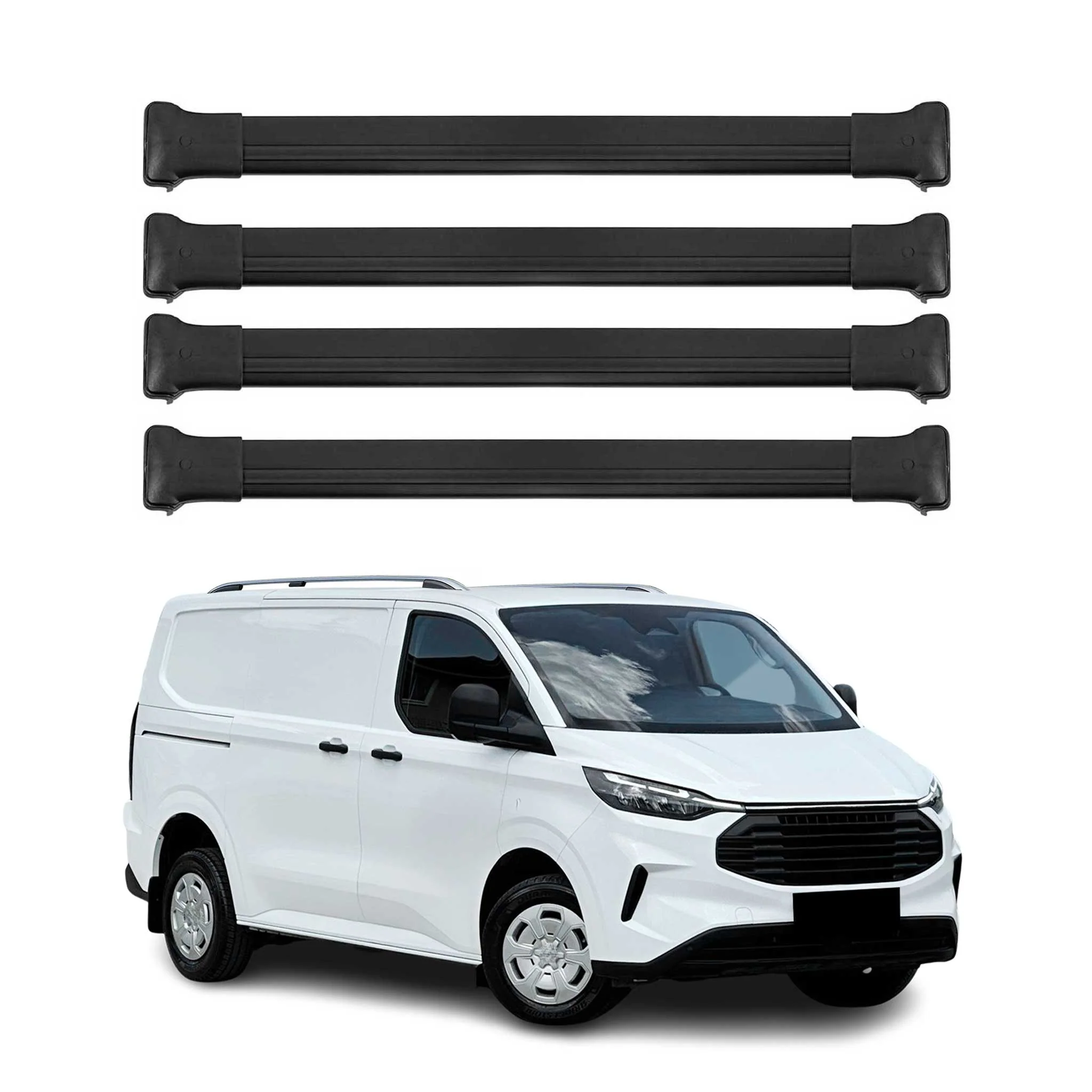 Dachträger für Ford Transit Custom / Tourneo Custom 2023-26 75kg Alu Schwarz 4x