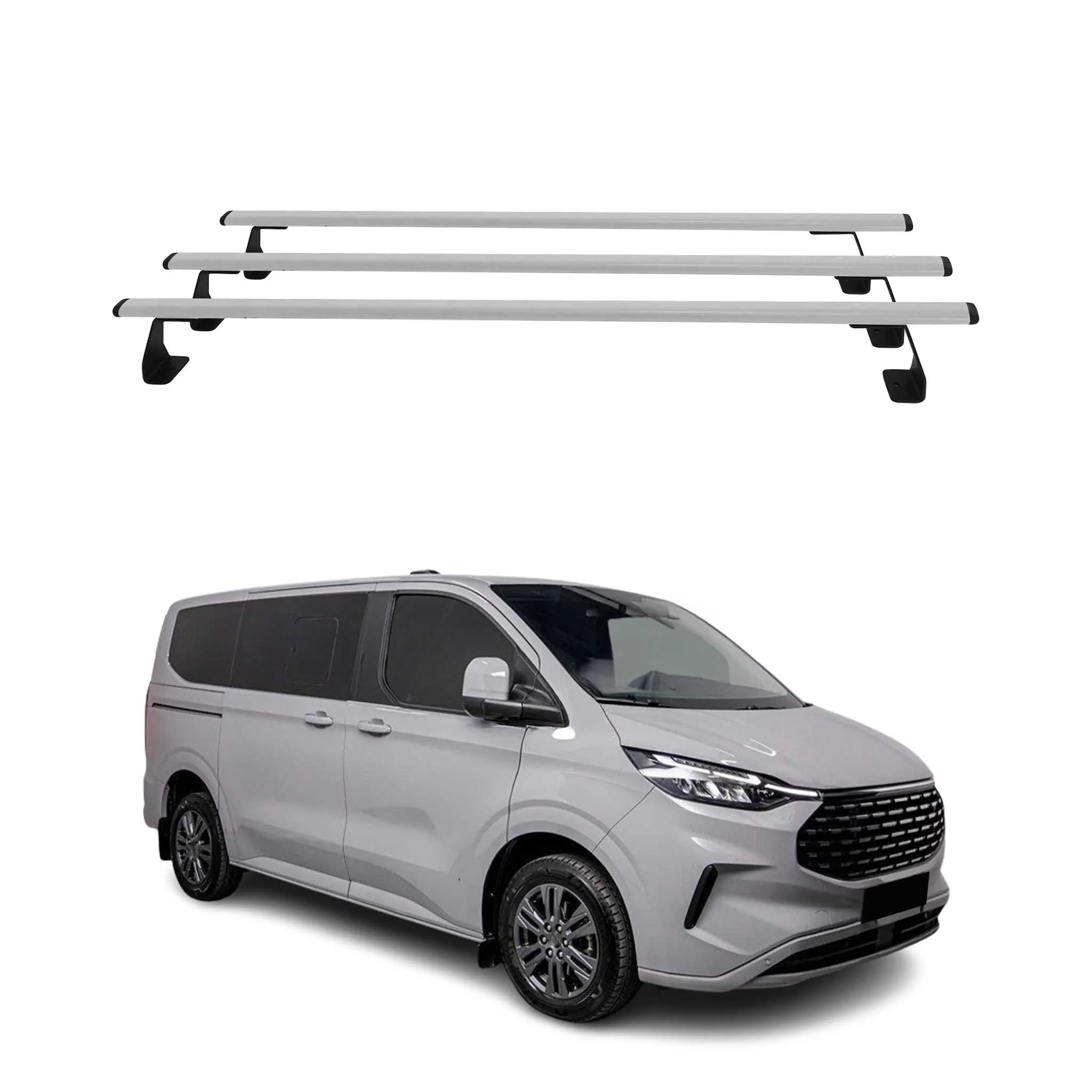 Dachträger für Ford Transit Custom / Tourneo Custom 2023-2026 75kg Silber 3tlg