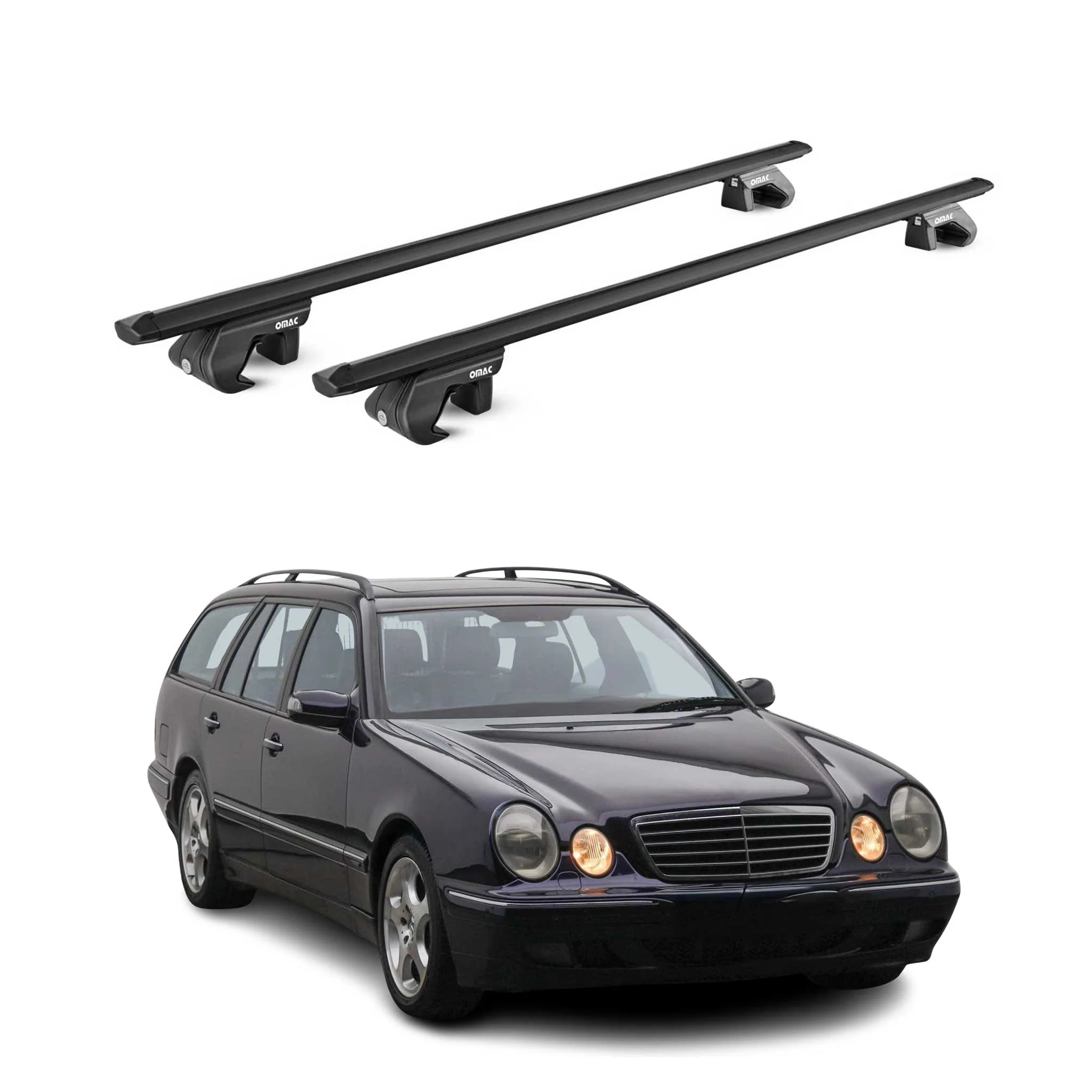 Dachträger für Mercedes E Klasse S210 S211 T-Modell 1996-2009 90kg Schwarz 2x