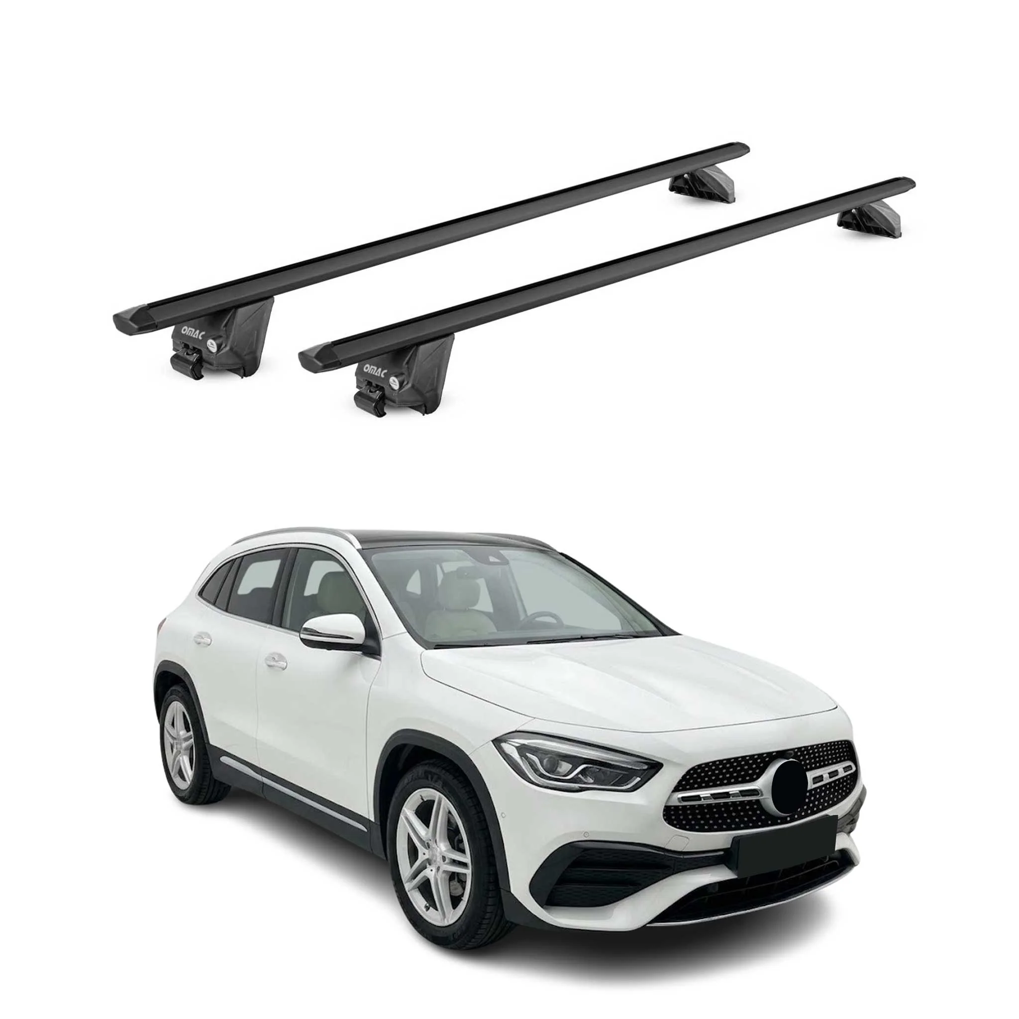 Dachträger für Mercedes GLA H247 2020-2026 100kg Aluminium Schwarz 2 tlg ABE