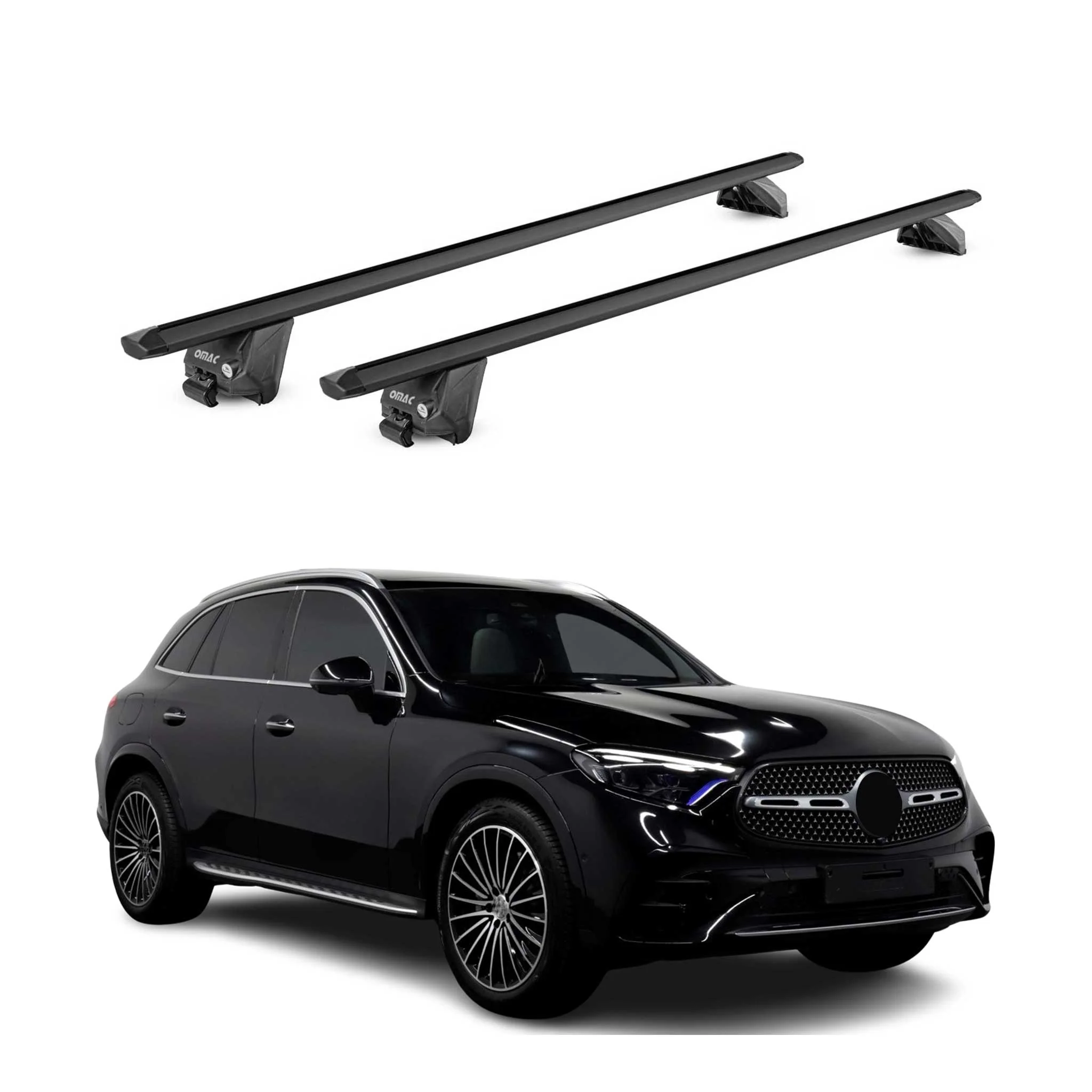 Dachträger für Mercedes GLC X254 2022-2026 100kg Aluminium Schwarz 2 tlg ABE