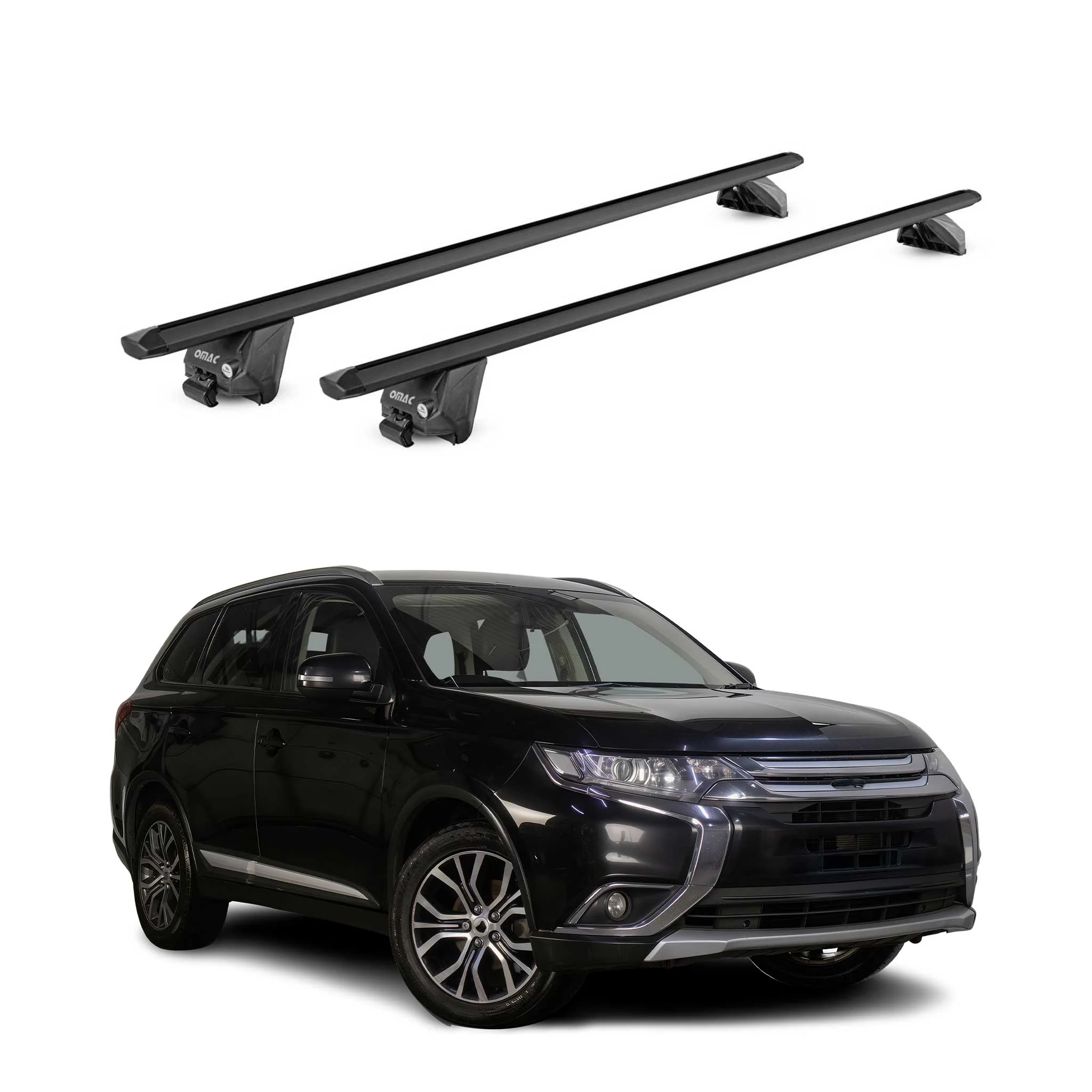 Dachträger für Mitsubishi Outlander III 2013-2021 100kg Alu Schwarz 2 tlg ABE