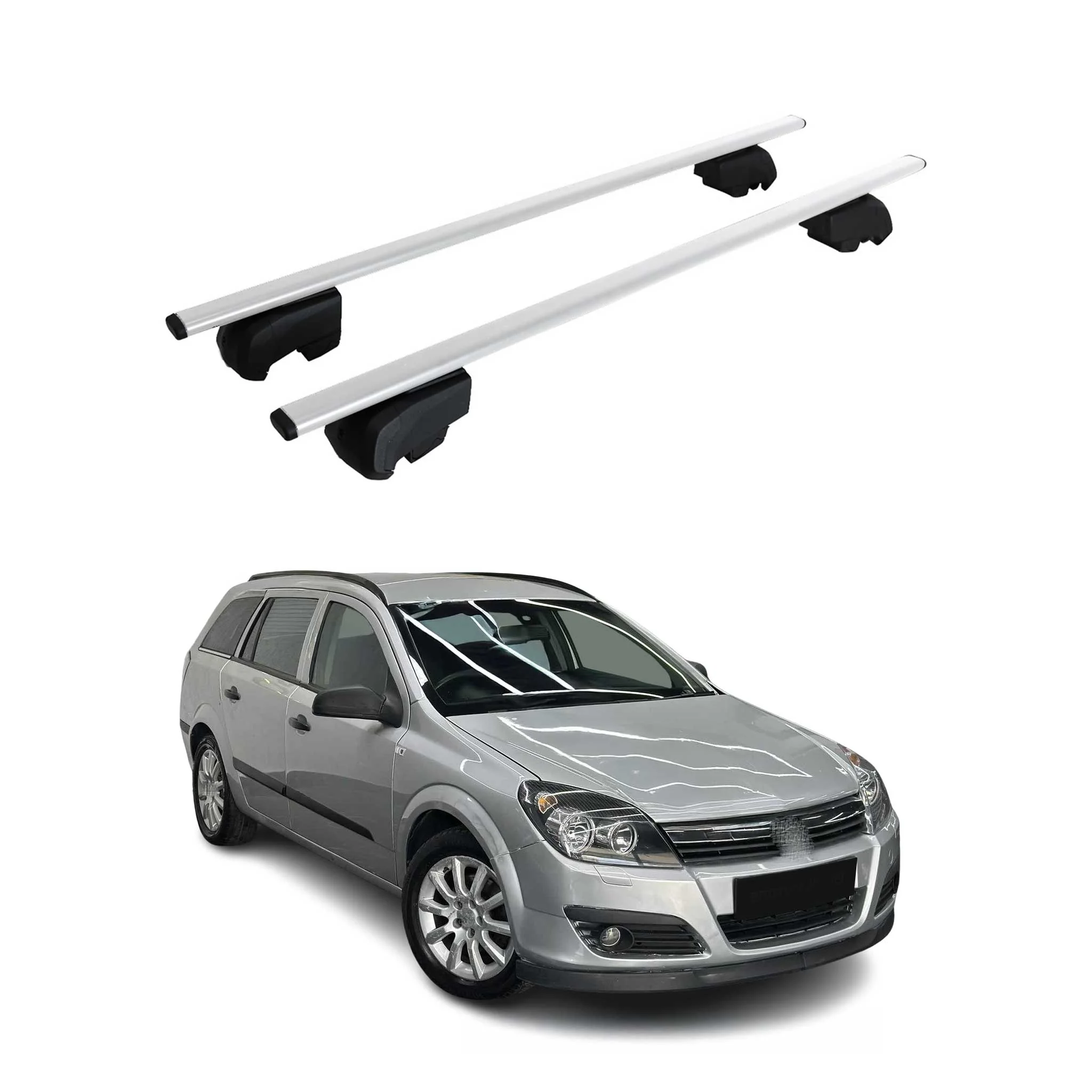 Dachträger Grundtäger für Opel Astra H Kombi 2004-2010 75kg Metall Silber 2 tlg